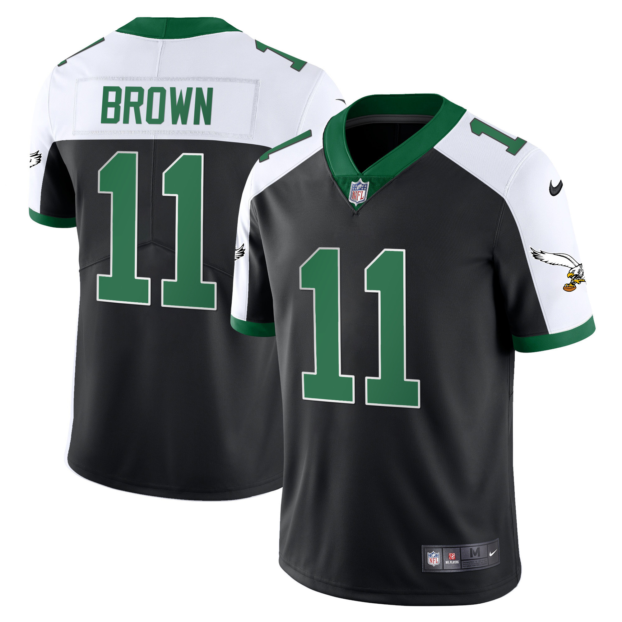 A.J. Brown Men's Philadelphia Eagles Alternate Kelly Green & Gold Black Jersey - All Stitched