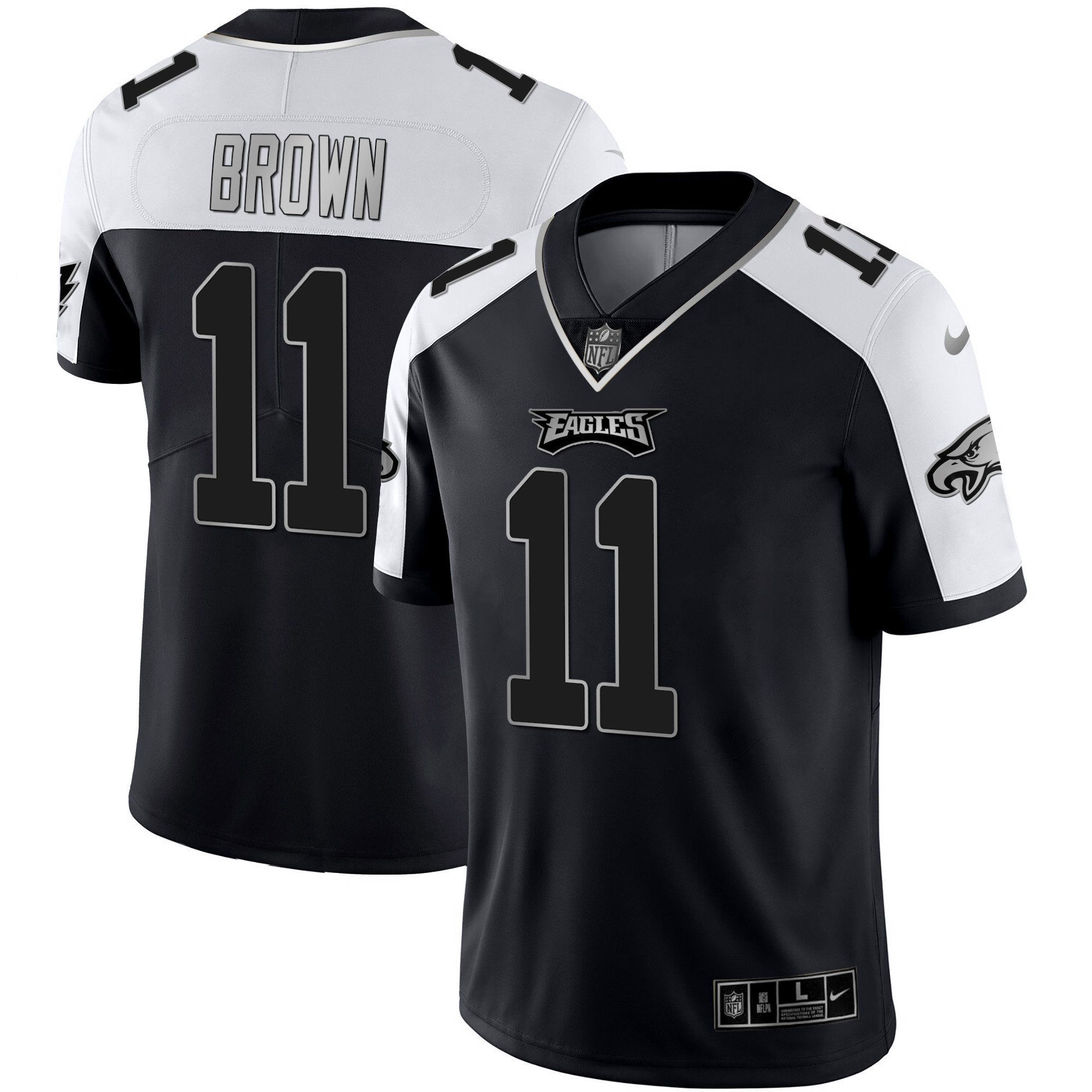 A.J. Brown Men's Philadelphia Eagles Alternate Vapor Black Gold Limited Black Silver Jersey - All Stitched