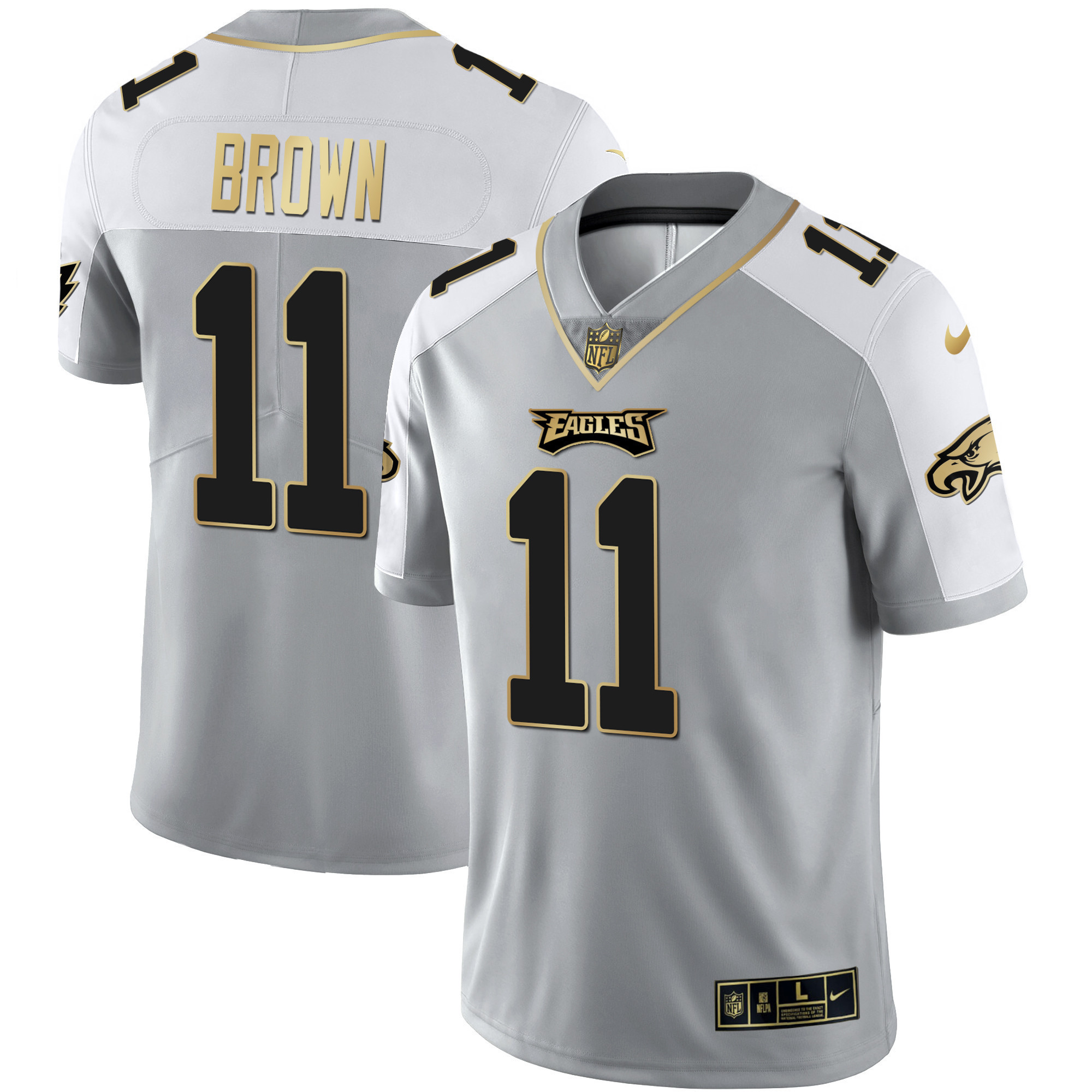 A.J. Brown Men's Philadelphia Eagles Alternate Vapor Black Gold Limited Gray Gold Jersey - All Stitched