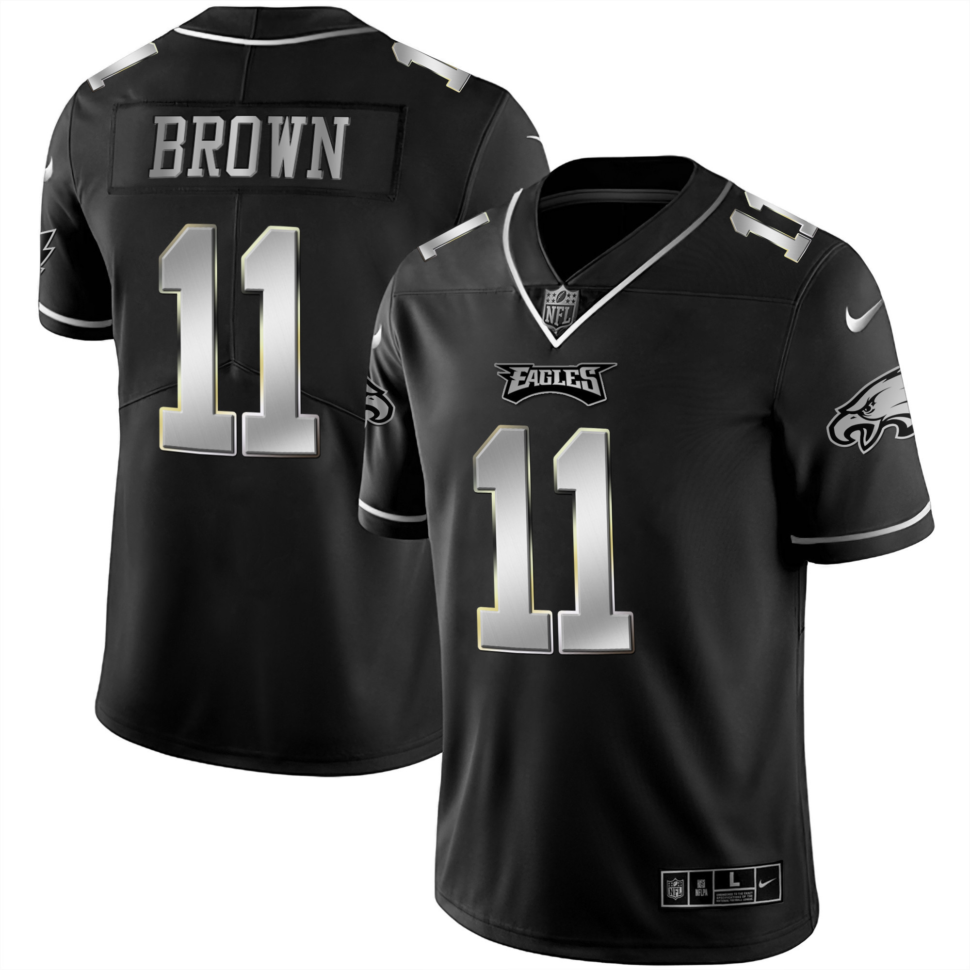 A.J. Brown Men's Philadelphia Eagles Black Silver Limited Jersey - All Stitched