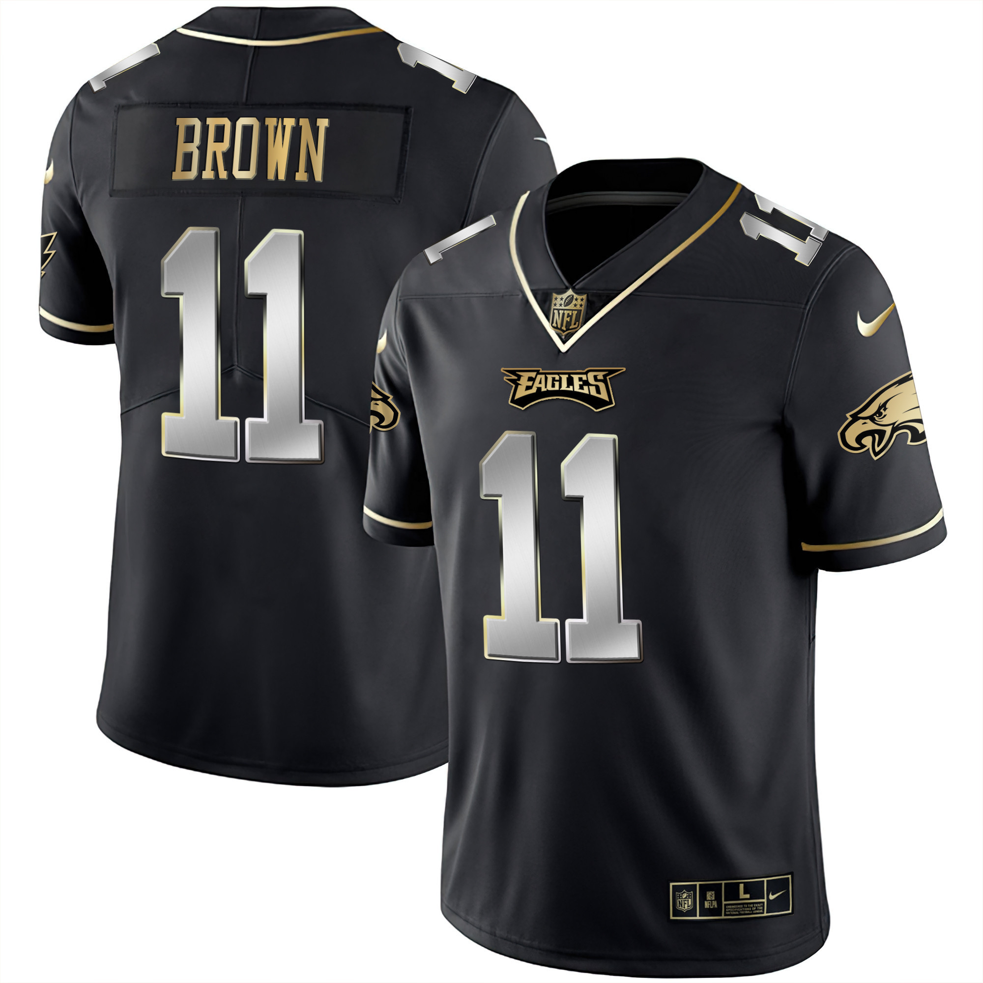 A.J. Brown Men's Philadelphia Eagles Black Silver Limited Jersey - All Stitched
