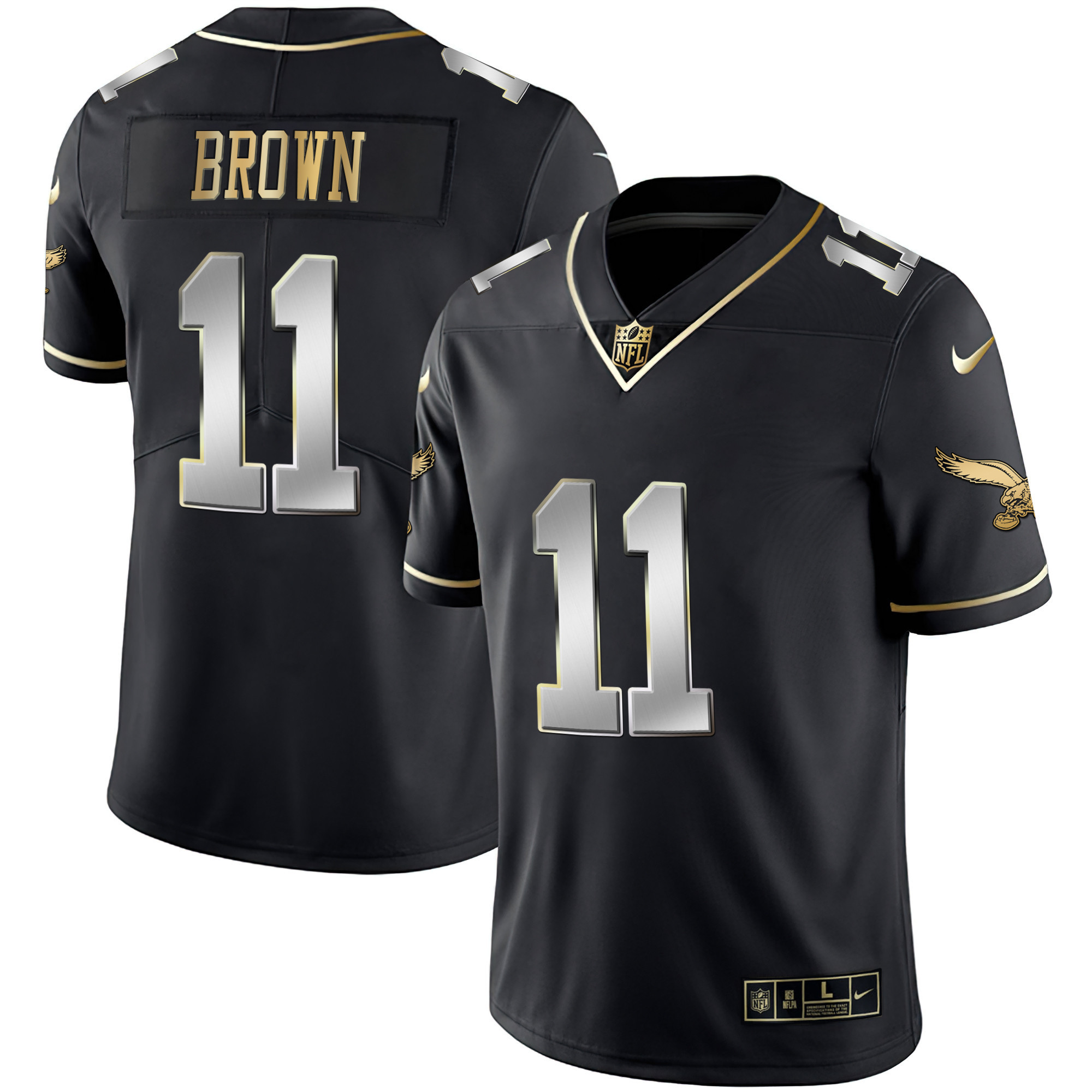 A.J. Brown Men's Philadelphia Eagles Gold & Kelly Vapor Black Limited Jersey - All Stitched