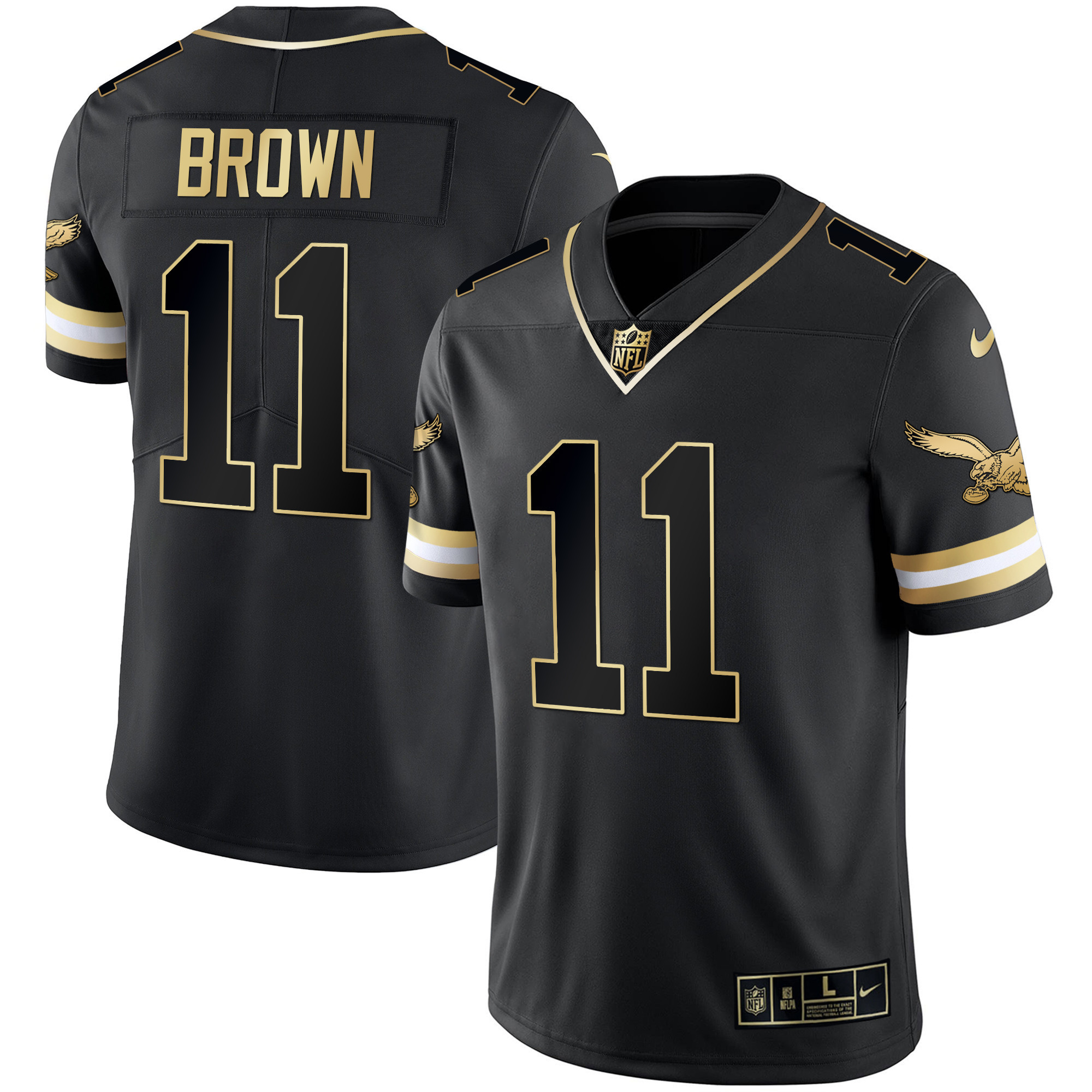 A.J. Brown Men's Philadelphia Eagles Gold & Kelly Vapor Throwback Black Gold Jersey - All Stitched
