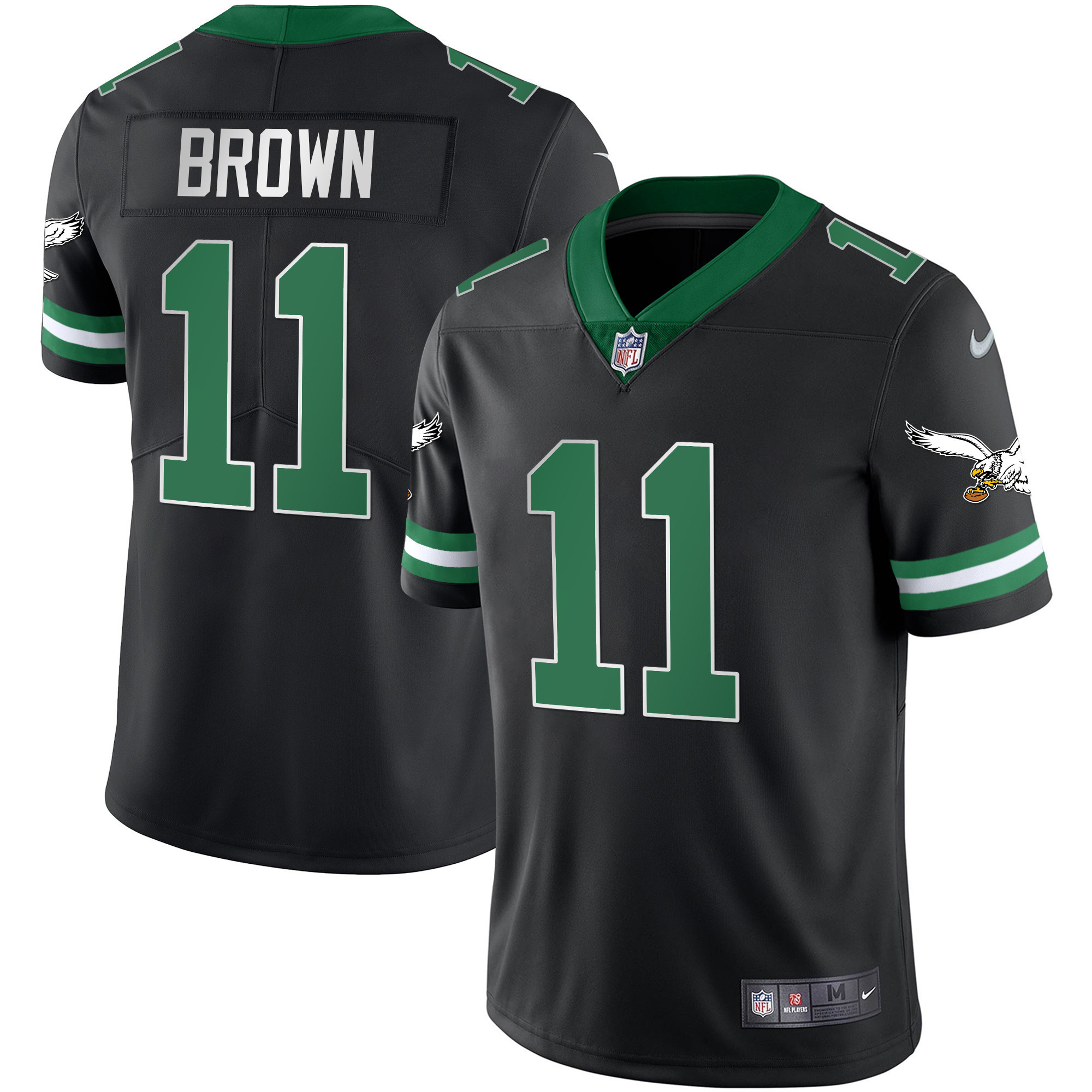 A.J. Brown Men's Philadelphia Eagles Gold & Kelly Vapor Throwback Kelly Black Jersey - All Stitched