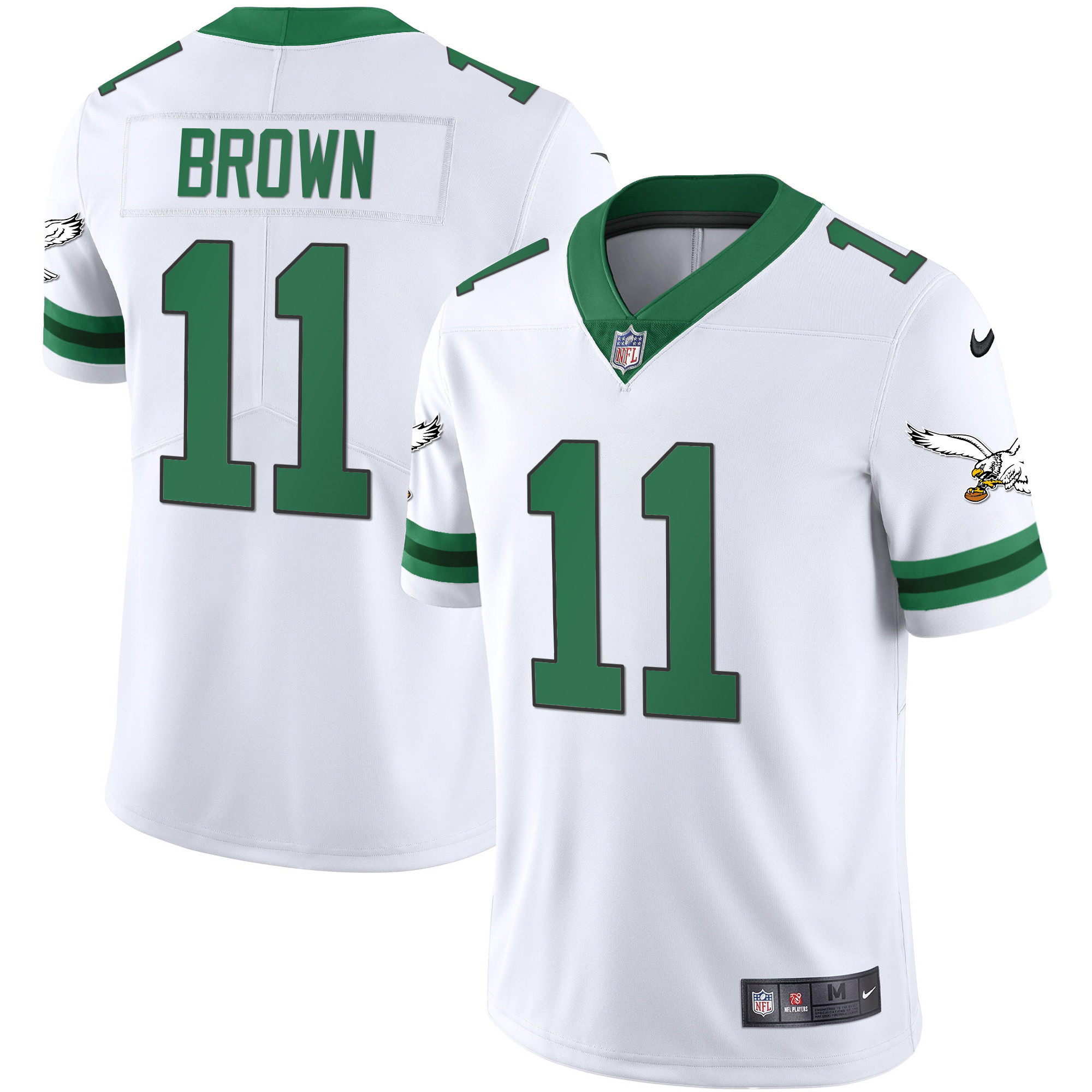 A.J. Brown Men's Philadelphia Eagles Gold & Kelly Vapor Throwback Kelly White Jersey - All Stitched