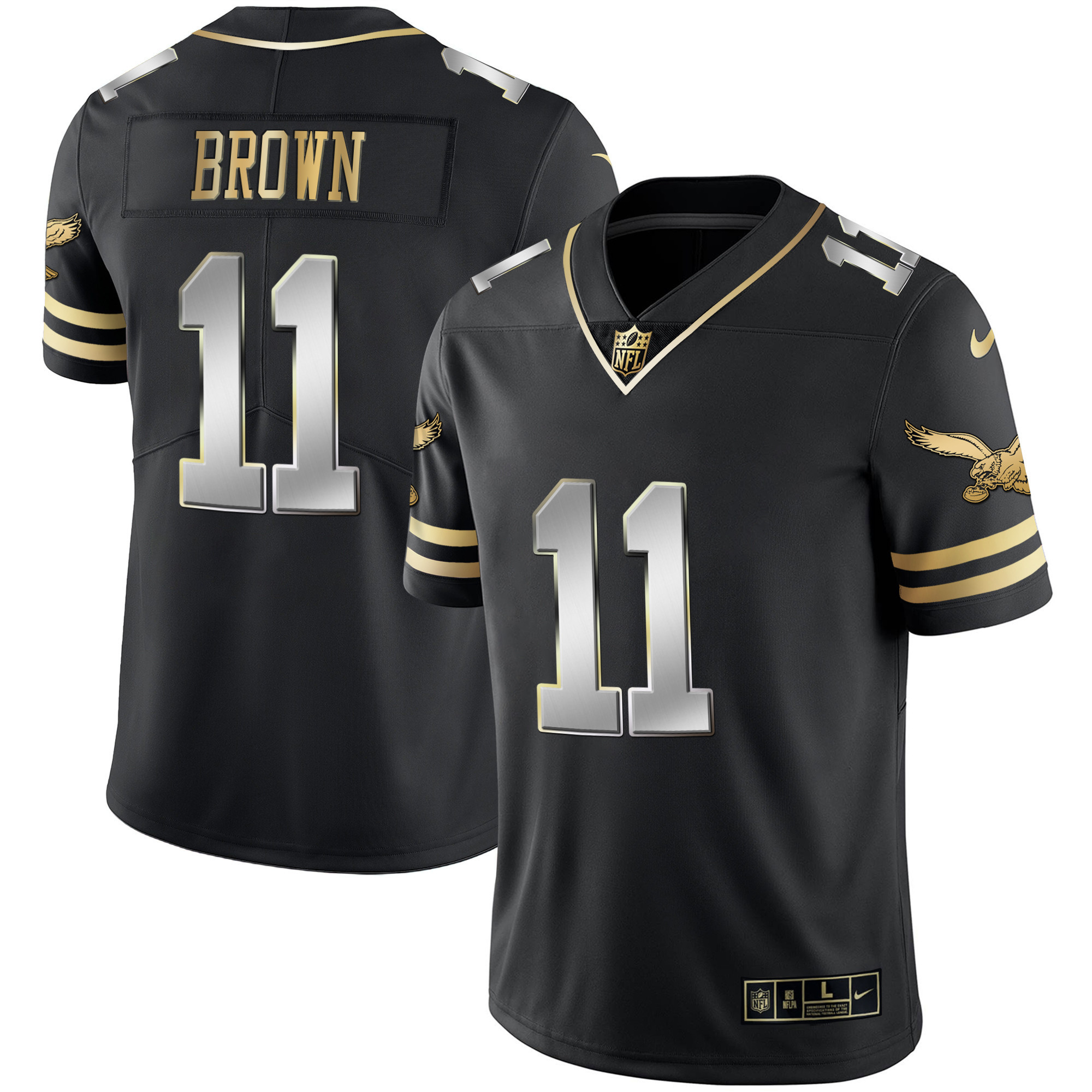 A.J. Brown Men's Philadelphia Eagles Gold & Kelly Vapor V2 Black Limited Jersey - All Stitched
