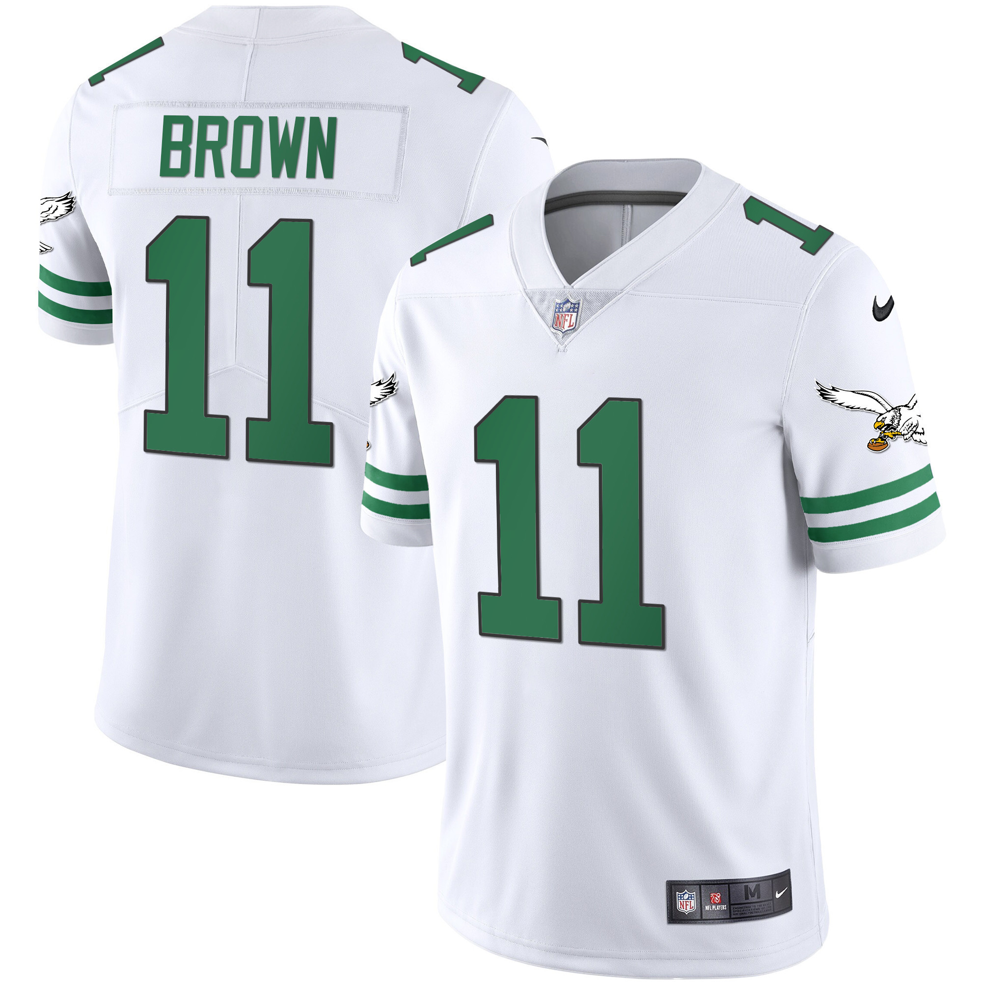 A.J. Brown Men's Philadelphia Eagles Gold & Kelly Vapor V2 Kelly White Jersey - All Stitched