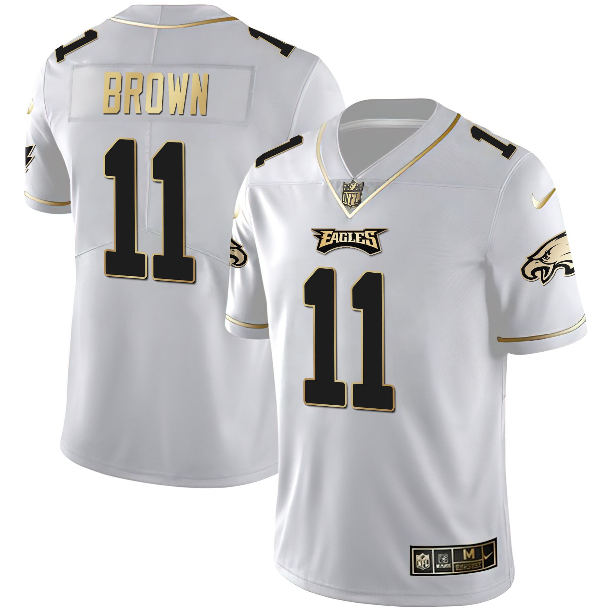 A.J. Brown Men's Philadelphia Eagles Gold & Split Vapor White Gold Jersey - All Stitched