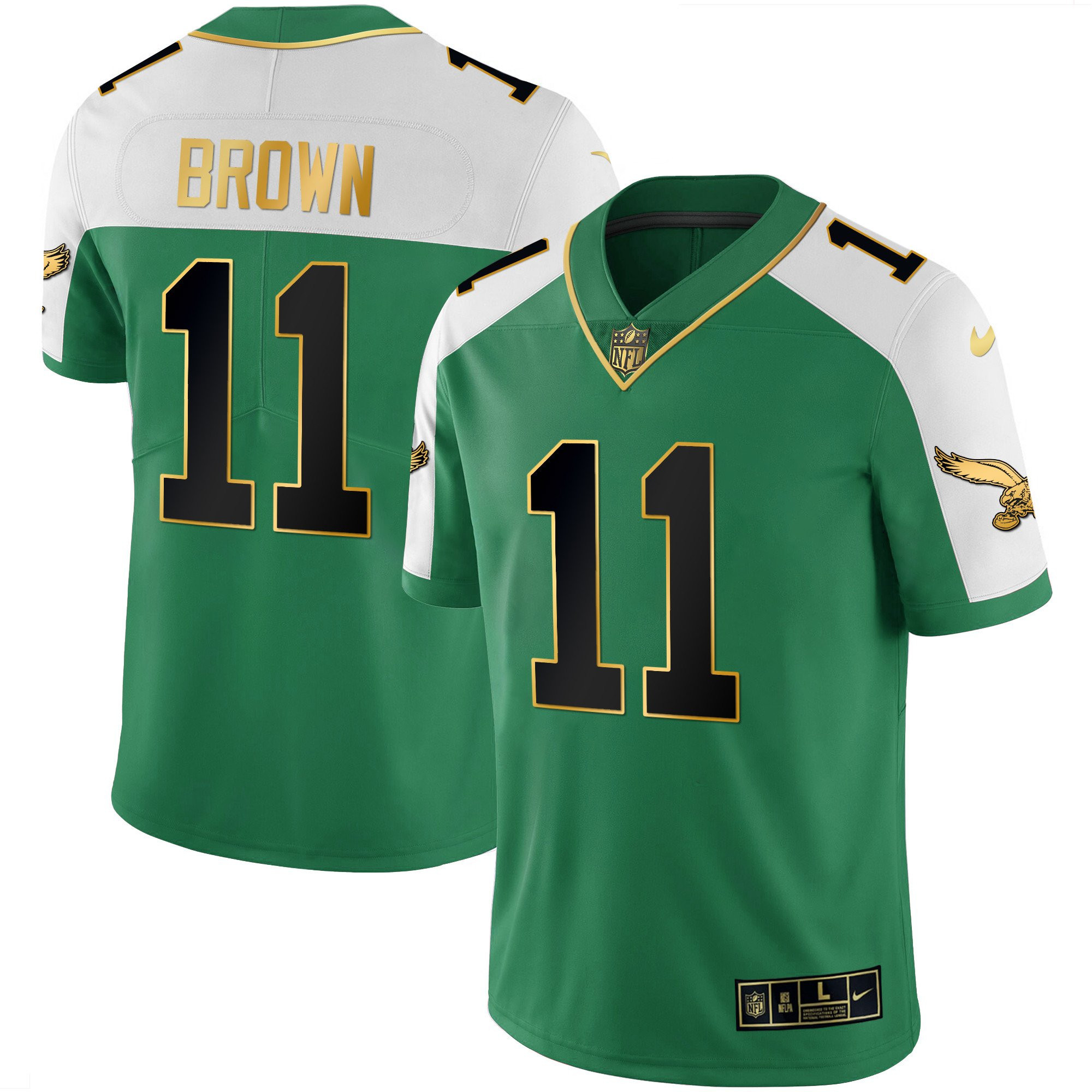 A.J. Brown Men's Philadelphia Eagles Kelly Green Alternate Gold Kelly Alternate Jersey - All Stitched