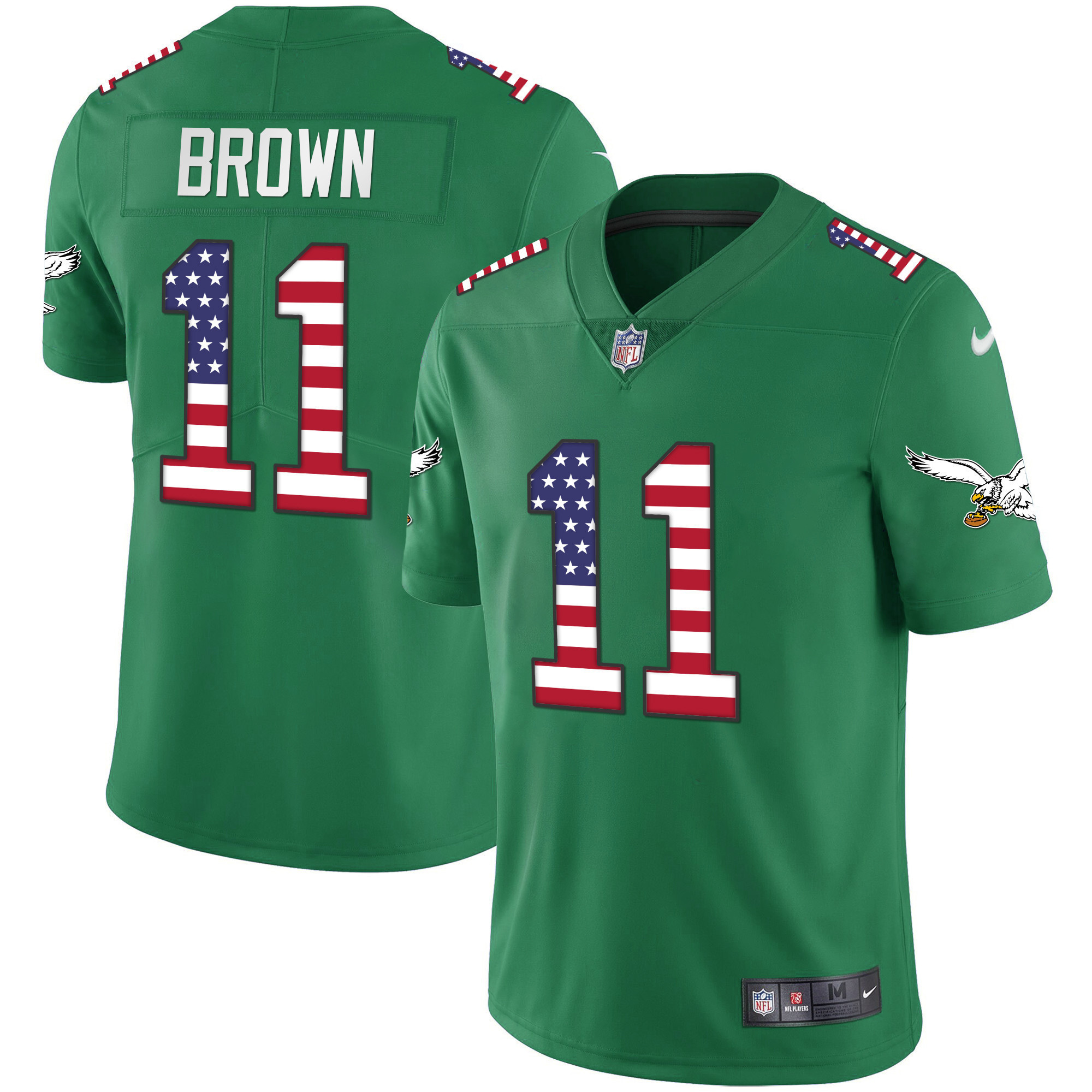 A.J. Brown Men's Philadelphia Eagles Kelly Green Gold Flag Vapor Jersey - All Stitched