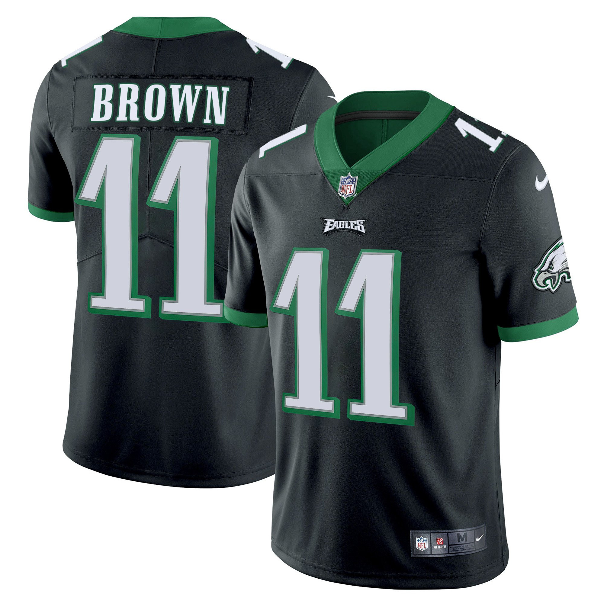 A.J. Brown Men's Philadelphia Eagles Kelly Green Limited Black Jersey - All Stitched