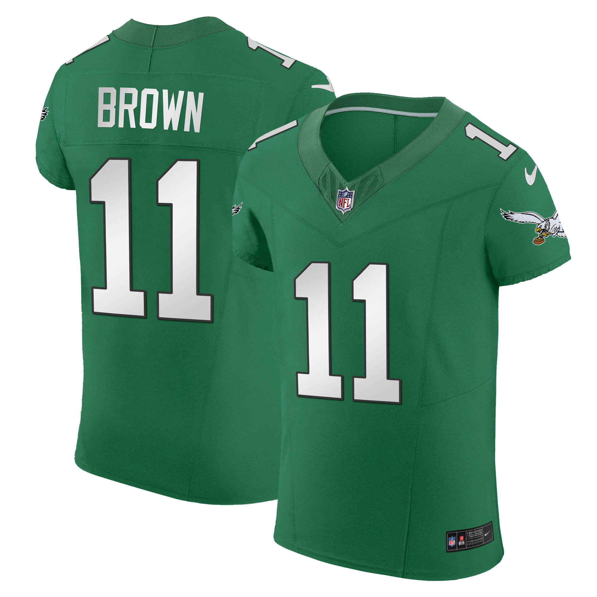 A.J. Brown Men's Philadelphia Eagles Kelly Green Vapor Elite Jersey - All Stitched