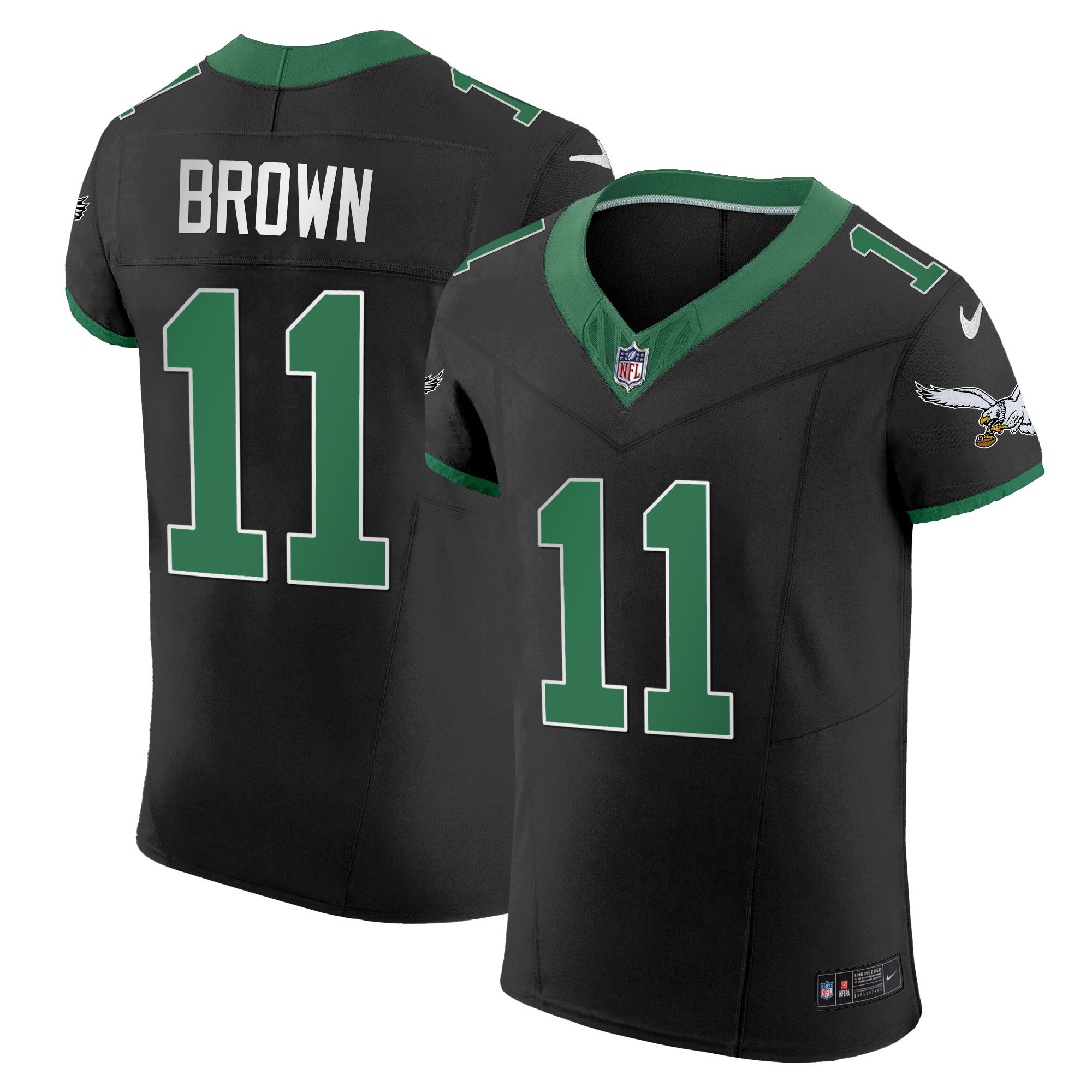A.J. Brown Men's Philadelphia Eagles Kelly Green Vapor Elite Kelly Black Jersey - All Stitched