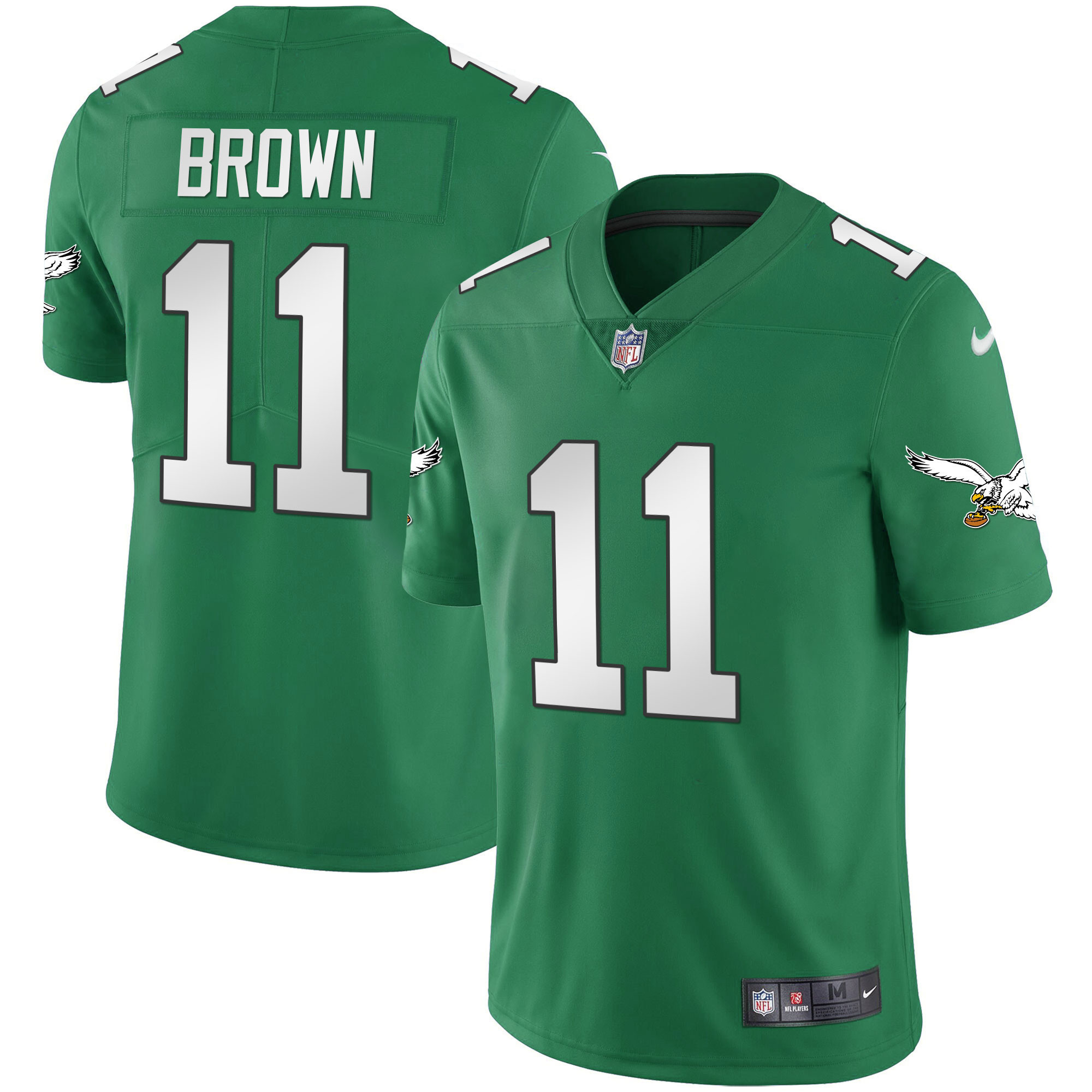 A.J. Brown Men's Philadelphia Eagles Kelly Green Vapor Throwback 90s Jersey - All Stitched
