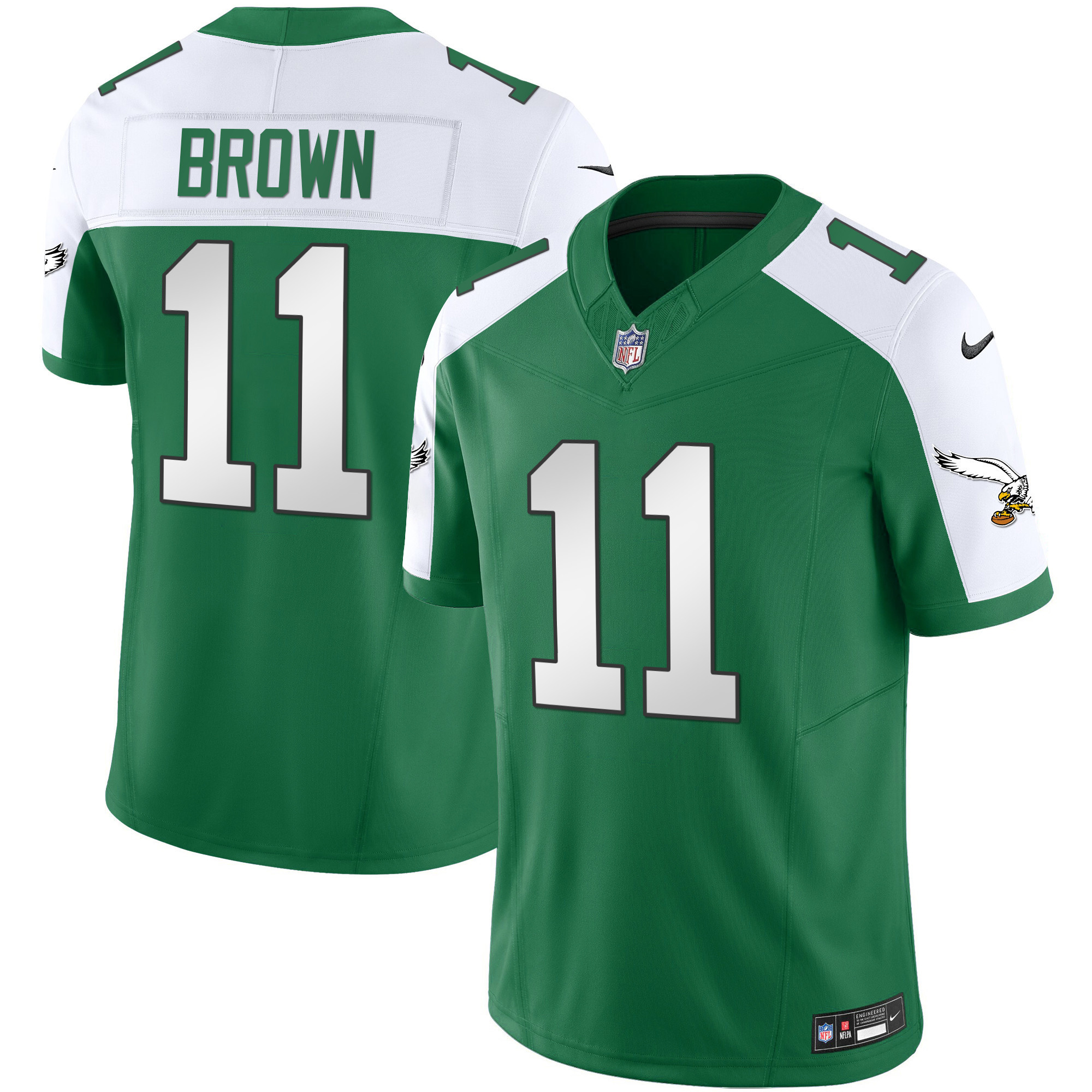 A.J. Brown Men's Philadelphia Eagles Throwback Kelly Vapor Limited Alternate Jersey - All Stitched