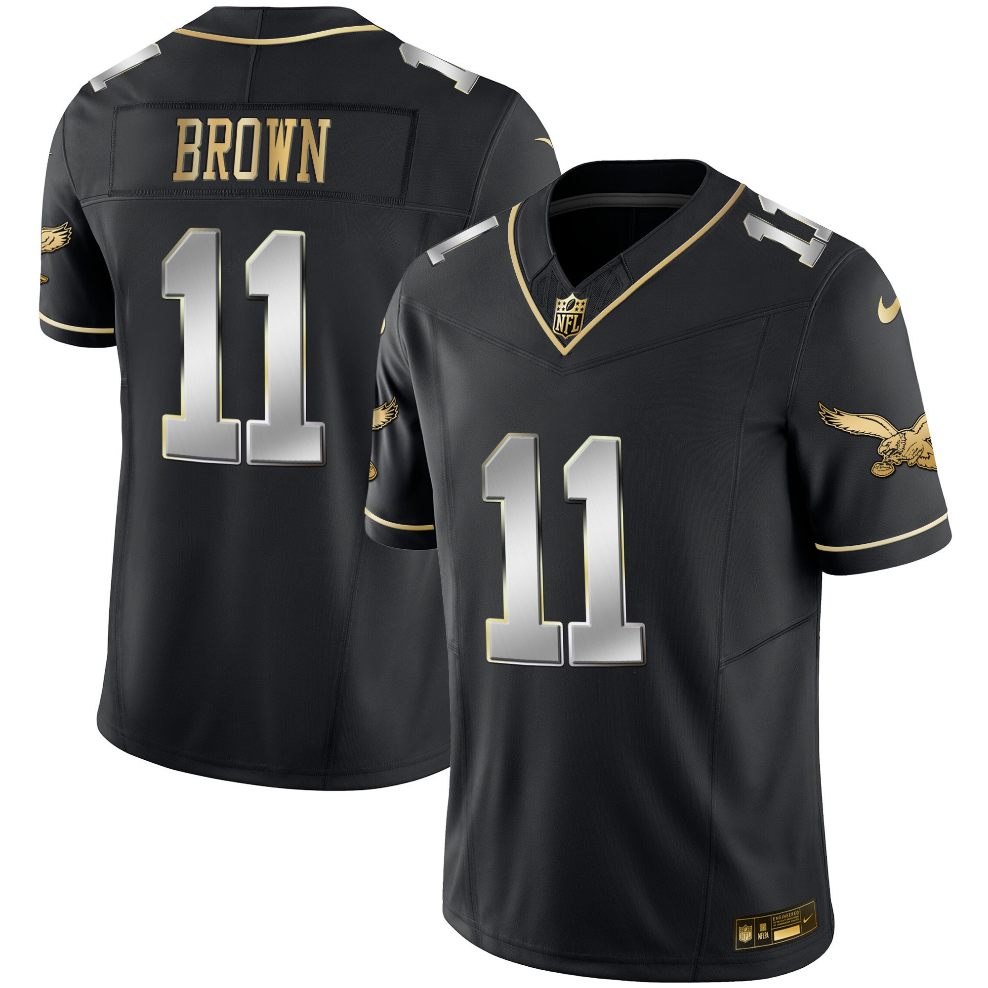 A.J. Brown Men's Philadelphia Eagles Throwback Kelly Vapor Limited Black Limited Jersey - All Stitched