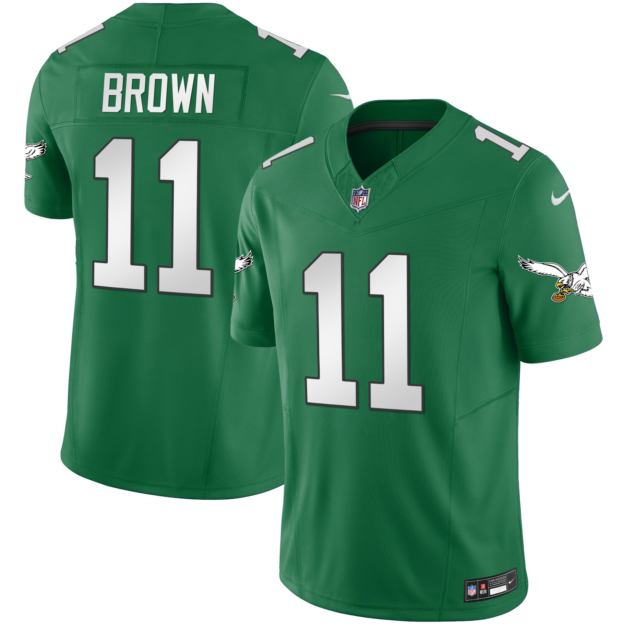 A.J. Brown Men's Philadelphia Eagles Throwback Kelly Vapor Limited Kelly Green Jersey - All Stitched