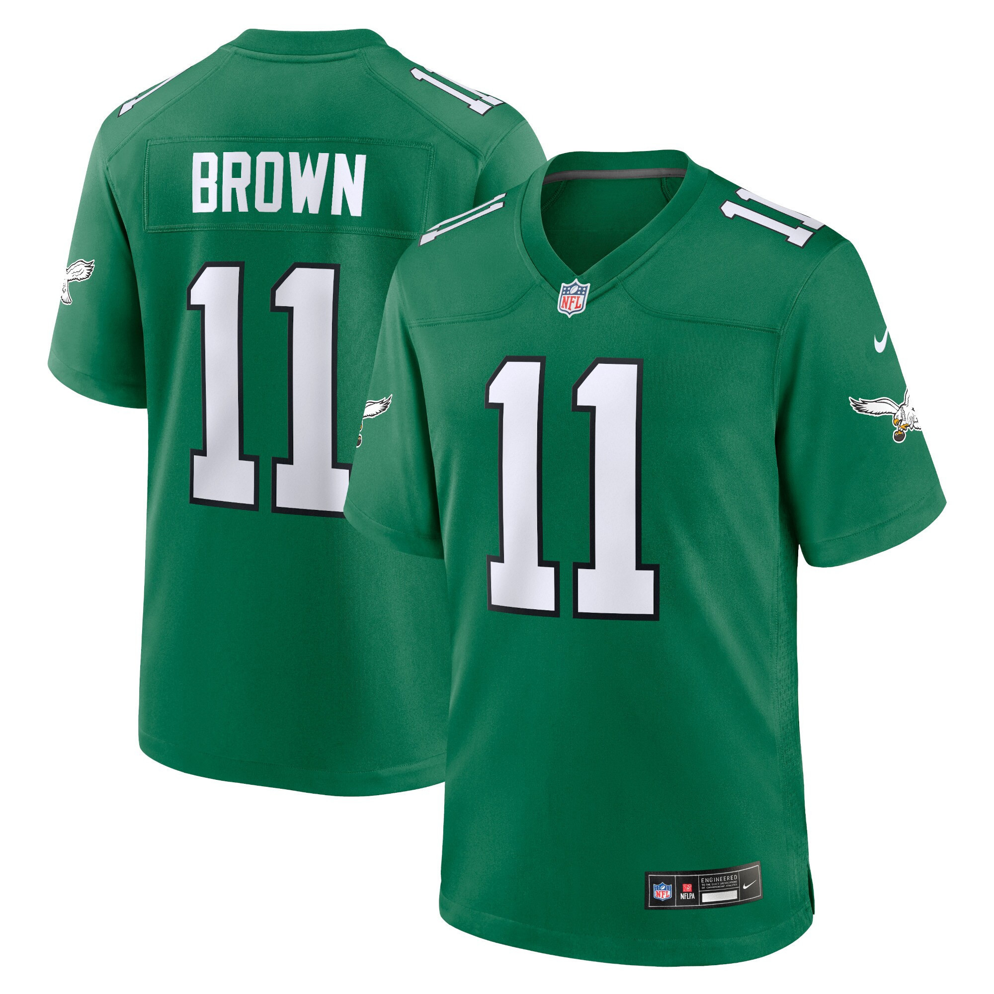A.J. Brown Philadelphia Eagles Alternate Game Player - Kelly Green Jersey - All Stitched