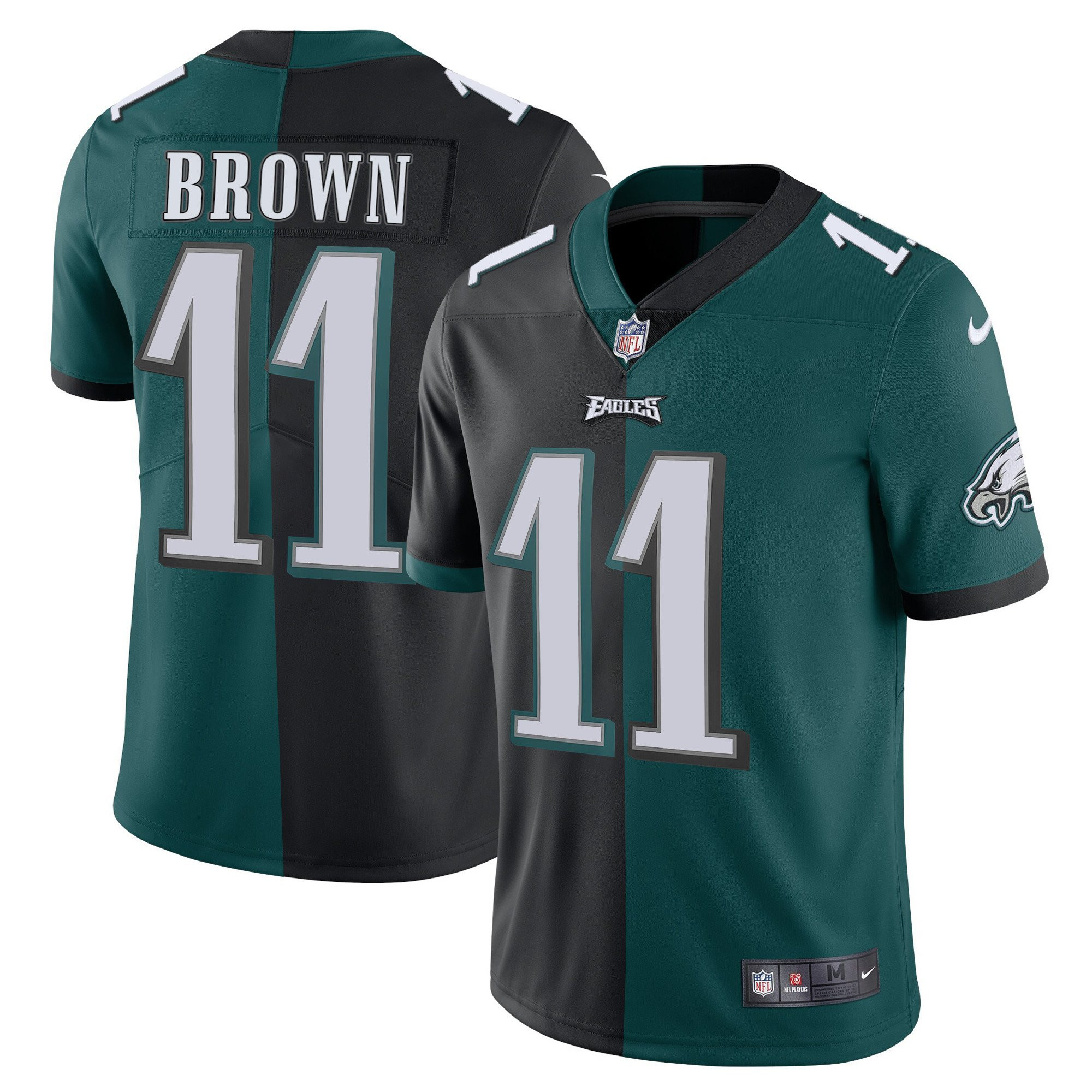 A.J. Brown Philadelphia Eagles Split Black Green Vapor Limited Jersey - All Stitched