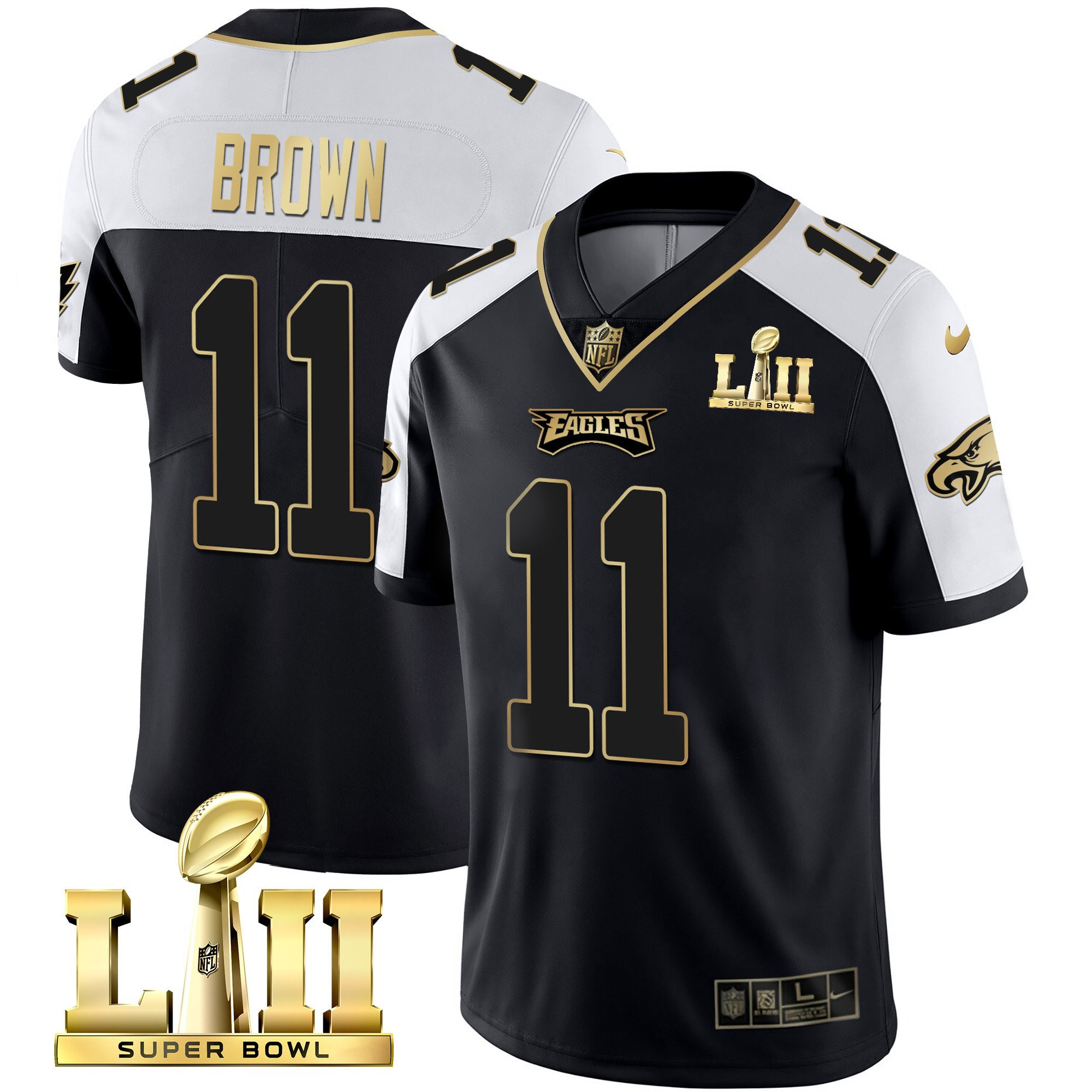 A.J. Brown Philadelphia Eagles Super Bowl LII Patch Vapor Alternate Jersey - All Stitched