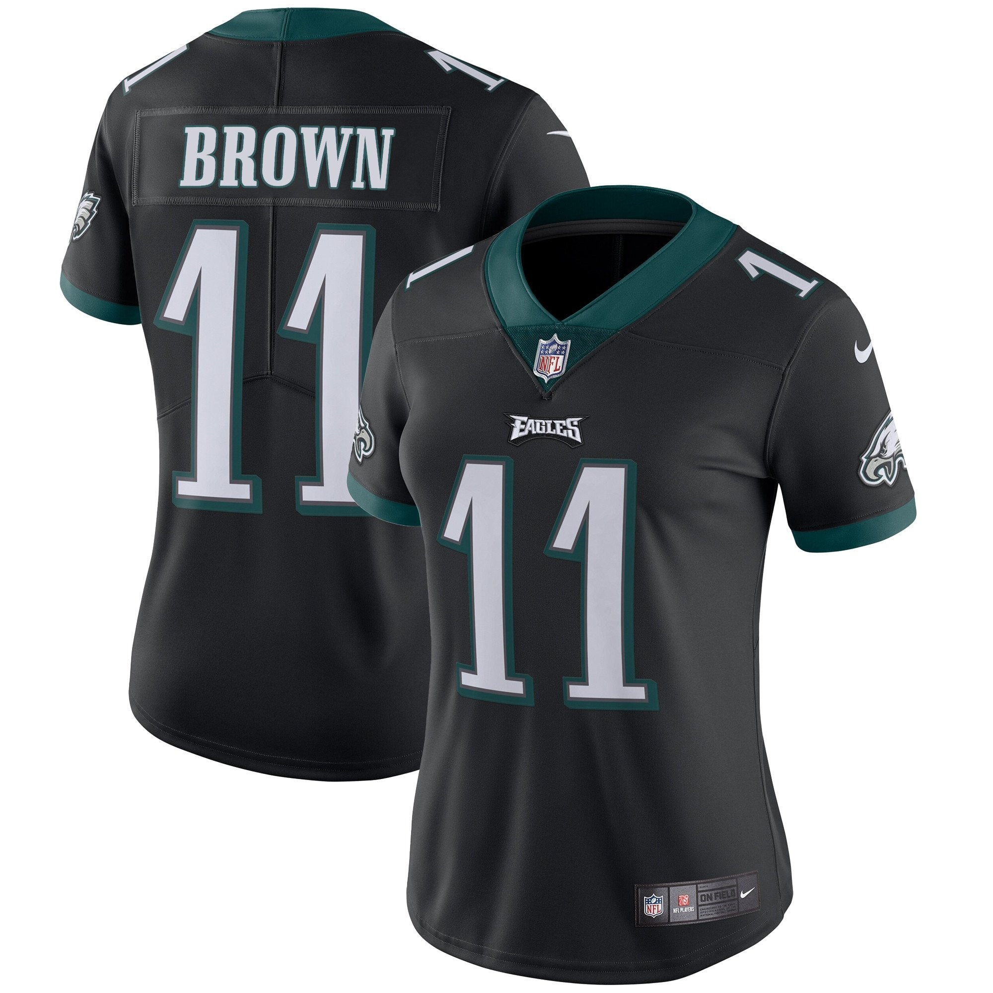 A.J. Brown Philadelphia Eagles Vapor Black Jersey - All Stitched
