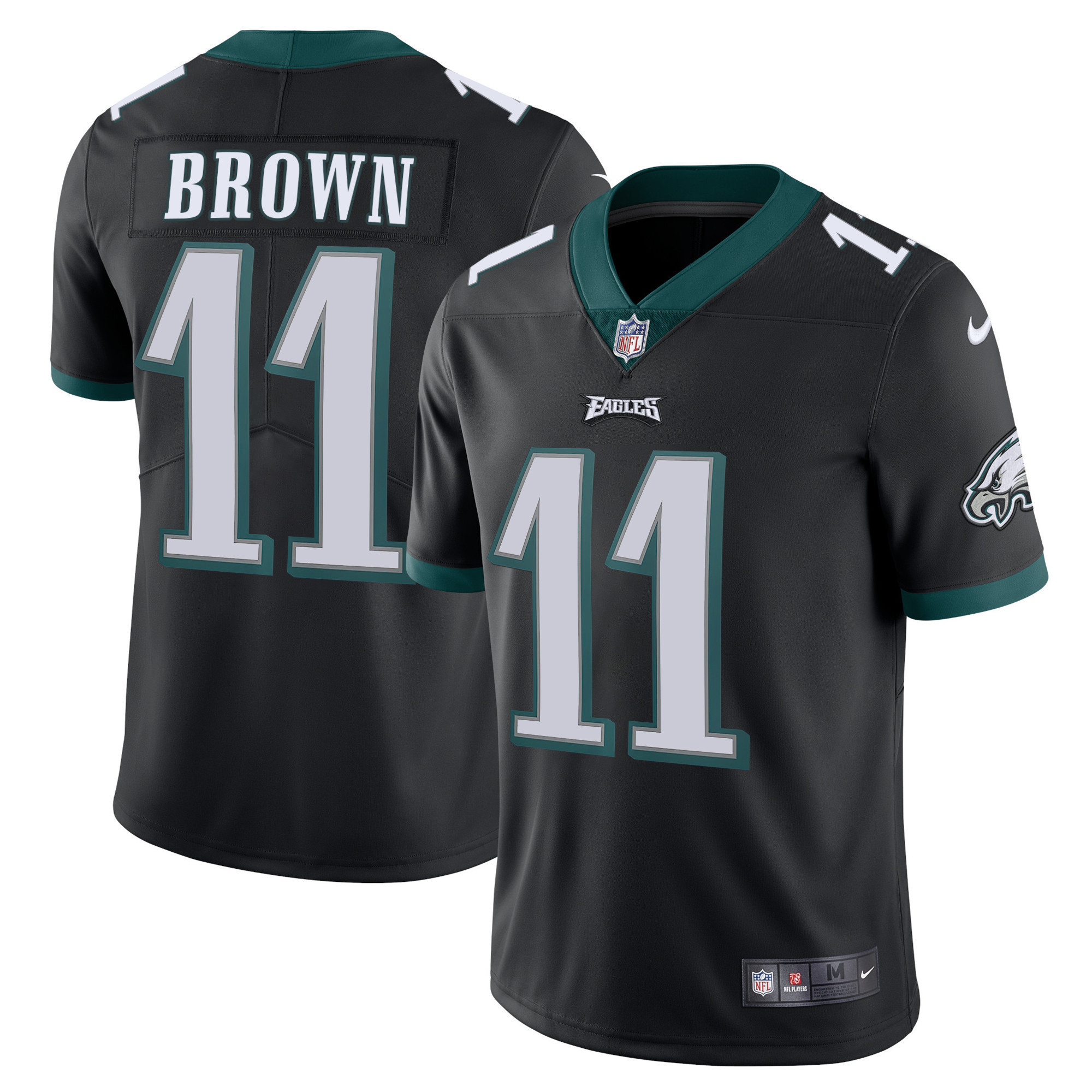 A.J. Brown Philadelphia Eagles Vapor Black Jersey - All Stitched