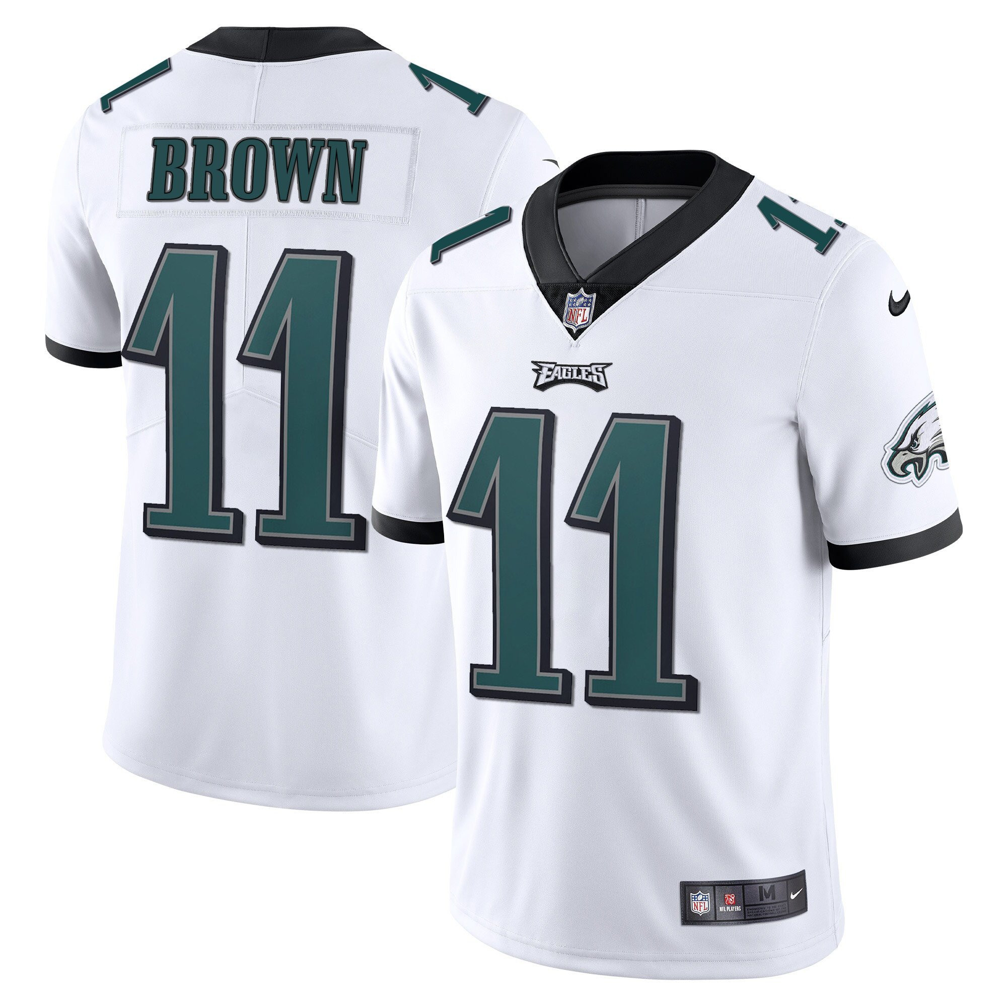 A.J. Brown Philadelphia Eagles Vapor White Jersey - All Stitched