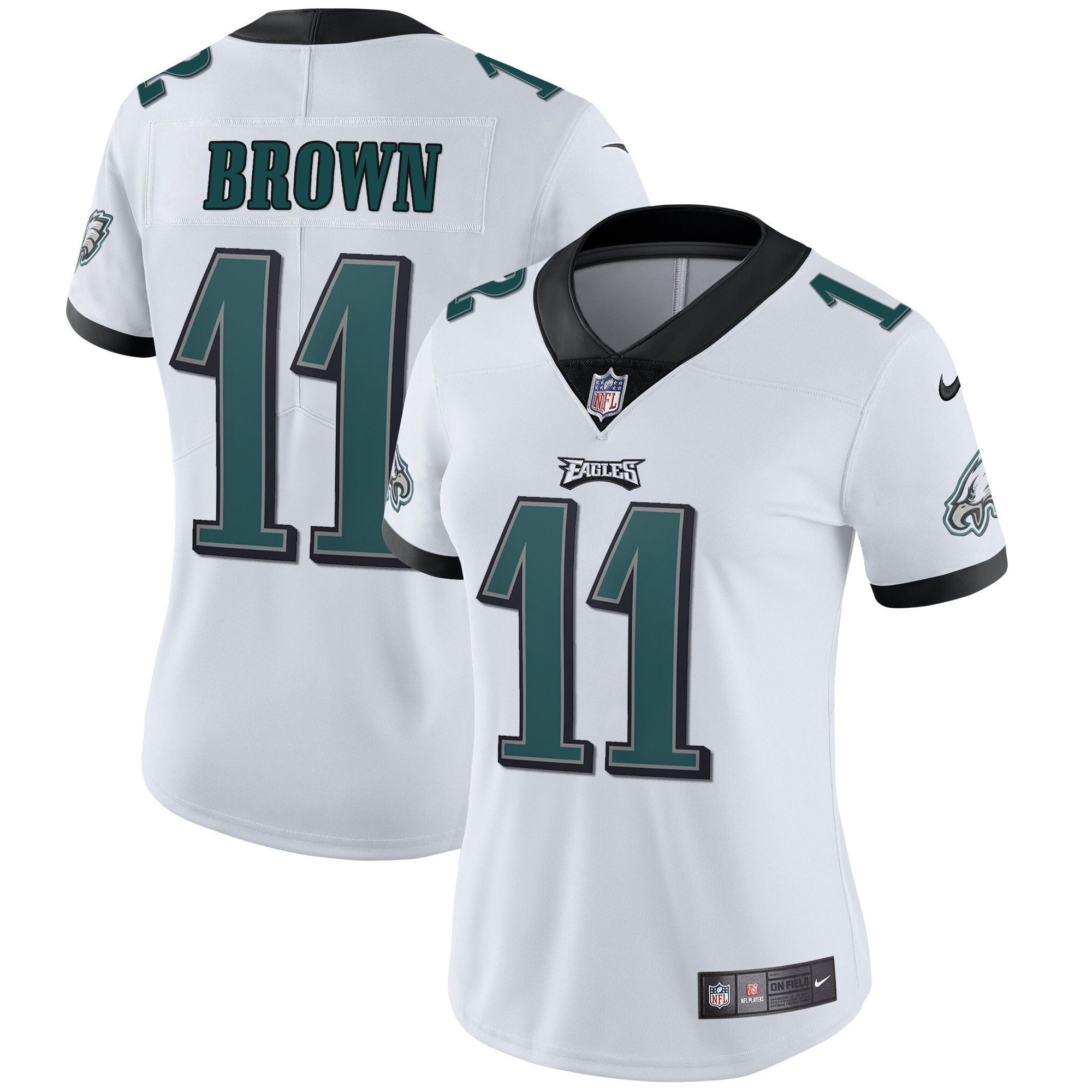 A.J. Brown Philadelphia Eagles Vapor White Jersey - All Stitched