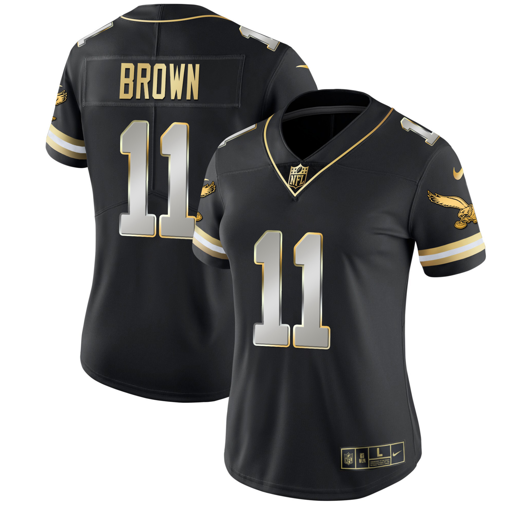 A.J. Brown Women's Philadelphia Eagles Gold & Kelly Vapor Throwback Black Limited Jersey - All Stitched