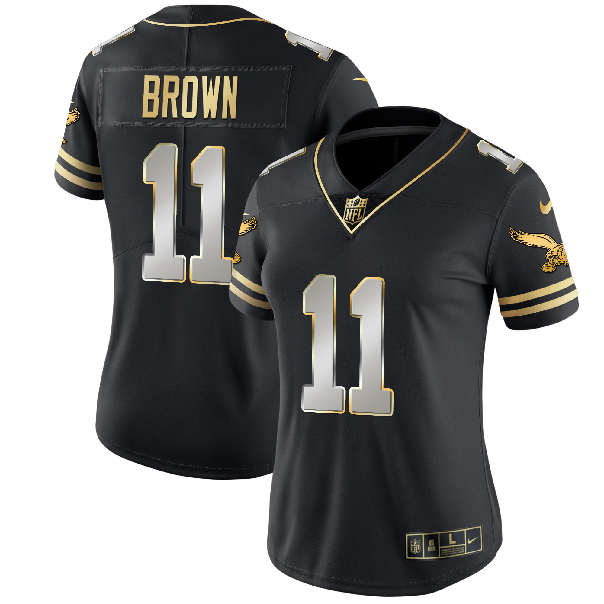 A.J. Brown Women's Philadelphia Eagles Gold & Kelly Vapor V2 Black Limited Jersey - All Stitched