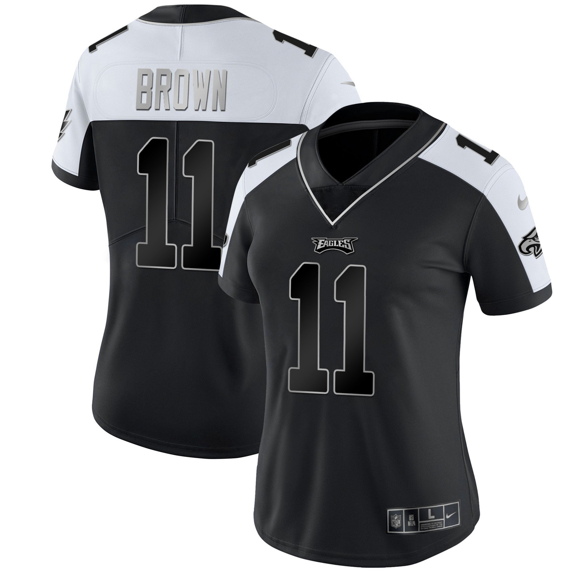 A.J. Brown Women's Philadelphia Eagles Gold & Split Vapor Alternate Silver Jersey - All Stitched