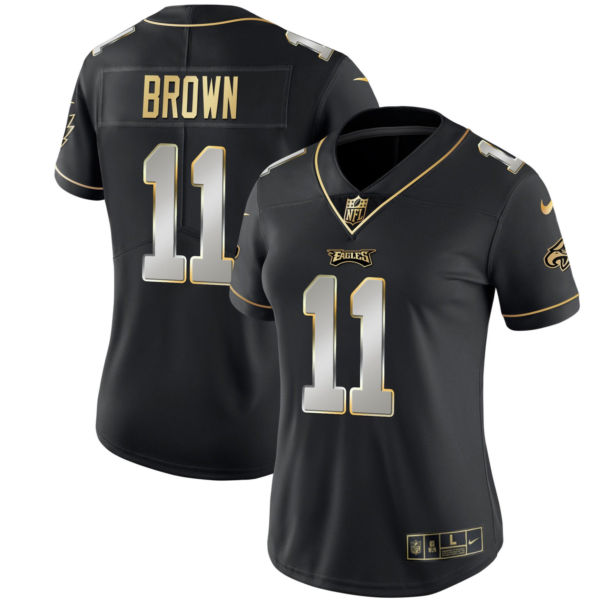 A.J. Brown Women's Philadelphia Eagles Gold & Split Vapor Black Limited Jersey - All Stitched