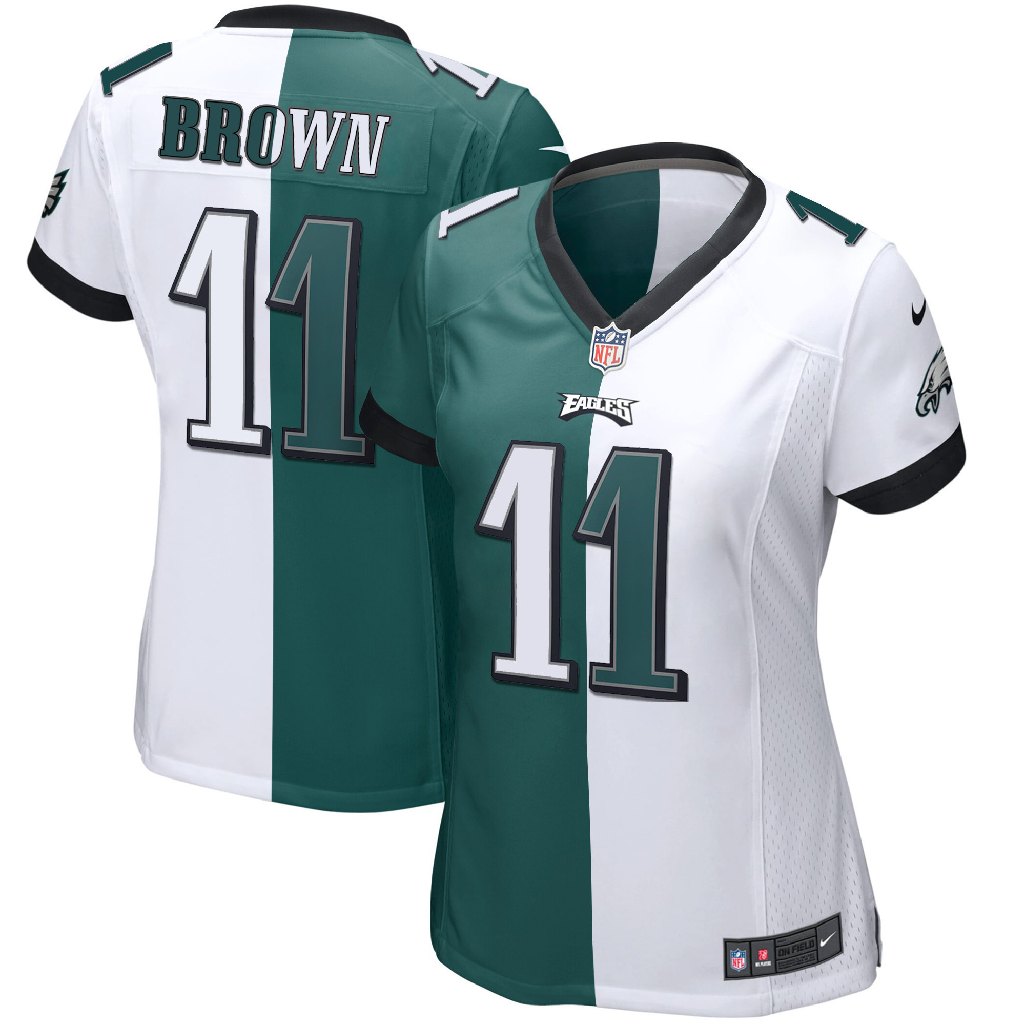 A.J. Brown Women's Philadelphia Eagles Gold & Split Vapor Jersey - All Stitched
