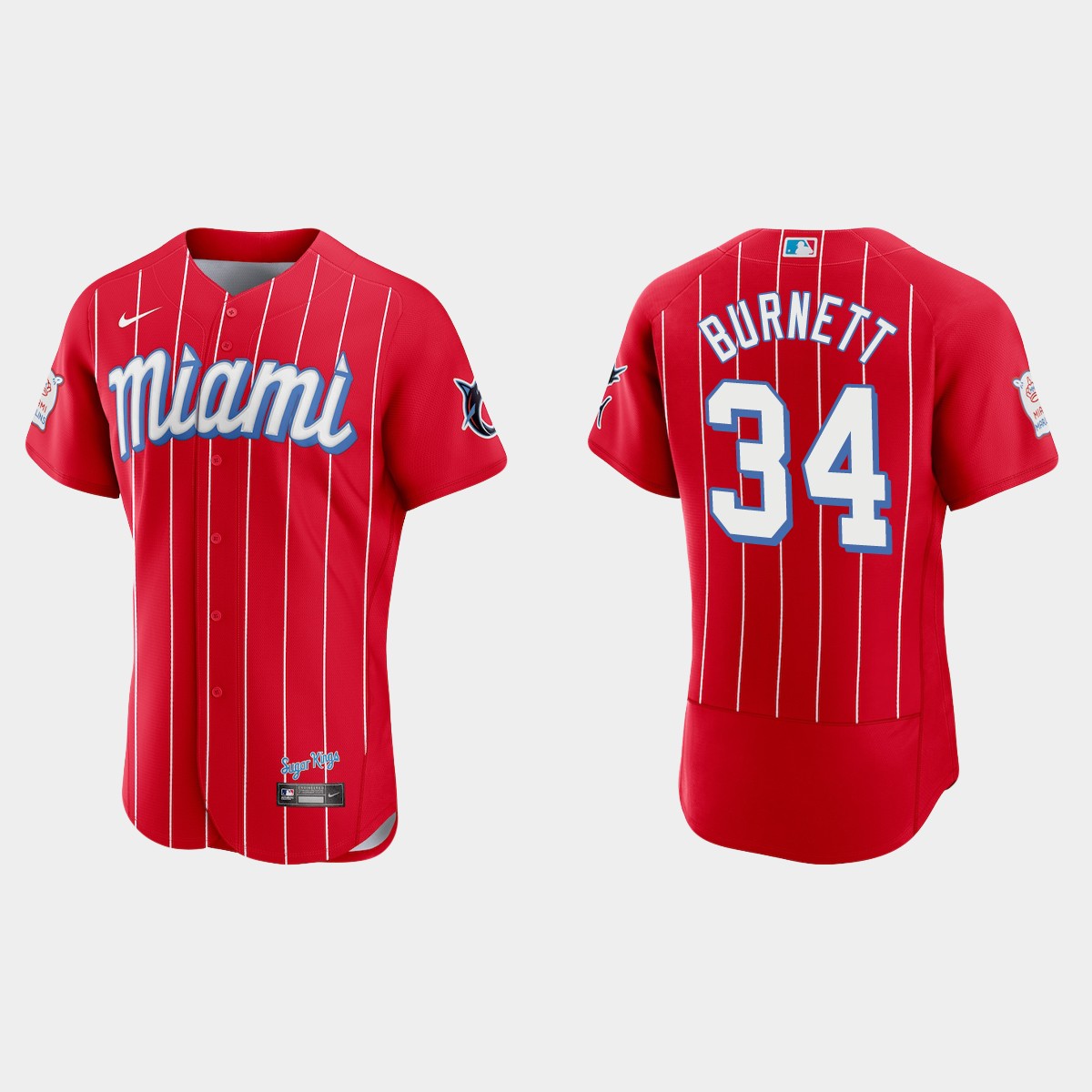 A.J. Burnett Miami Marlins 2021 City Connect Jersey – Red