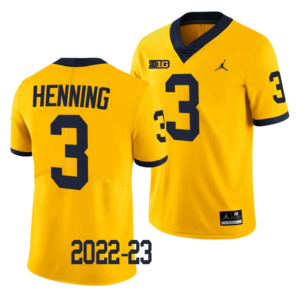 A.J. Henning Michigan Wolverines #3 Maize Jersey 2022-23 College  Men’s Limited Uniform