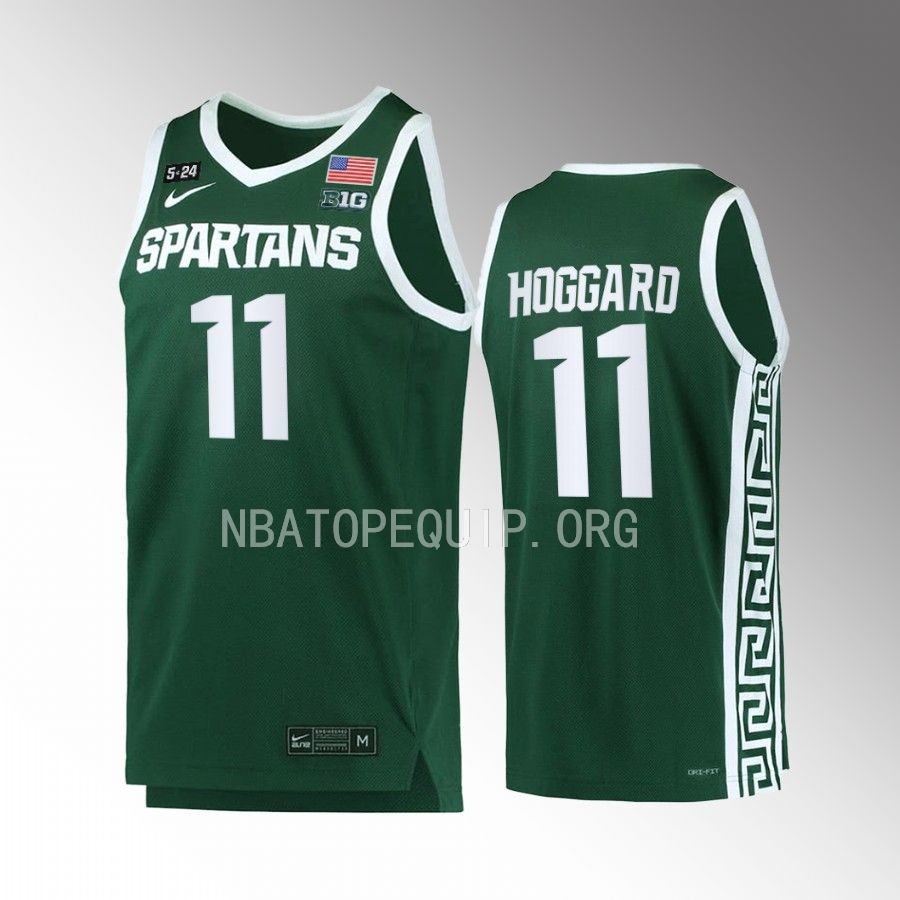 A.J. Hoggard Michigan State Spartans Green Jersey 2022-23 5.24 Honor Patch