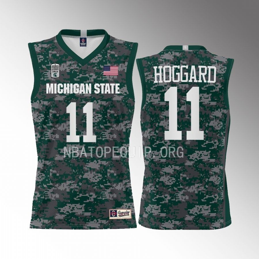 A.J. Hoggard Michigan State Spartans Green Jersey 2022 Armed Forces Carrier Classic Game