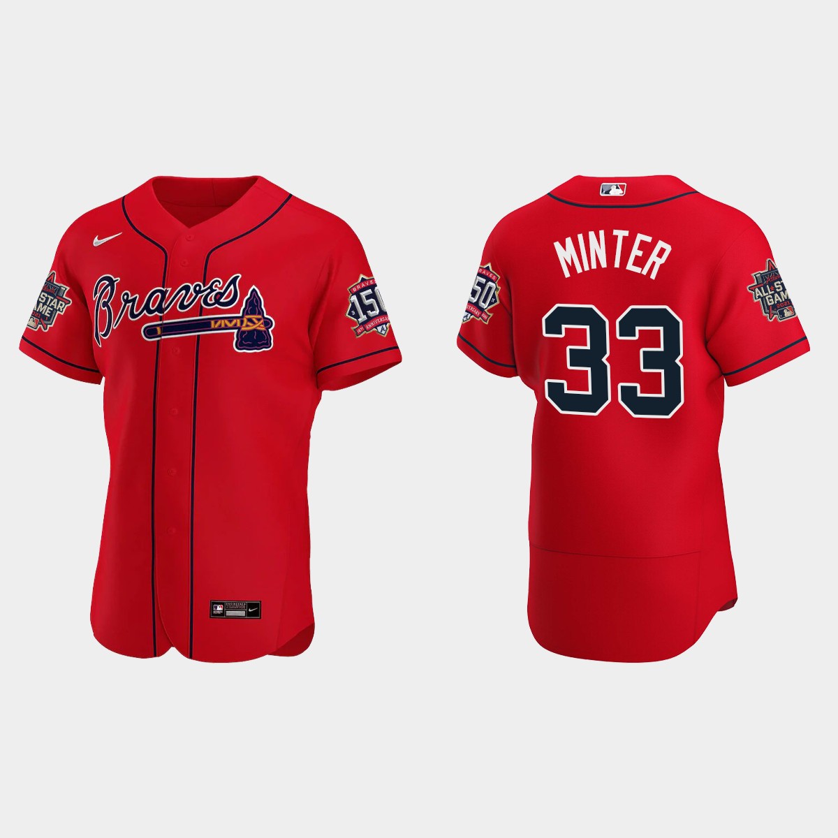 A.J. Minter #33 Atlanta Braves Alternate 2021 MLB All-Star Jersey – Red