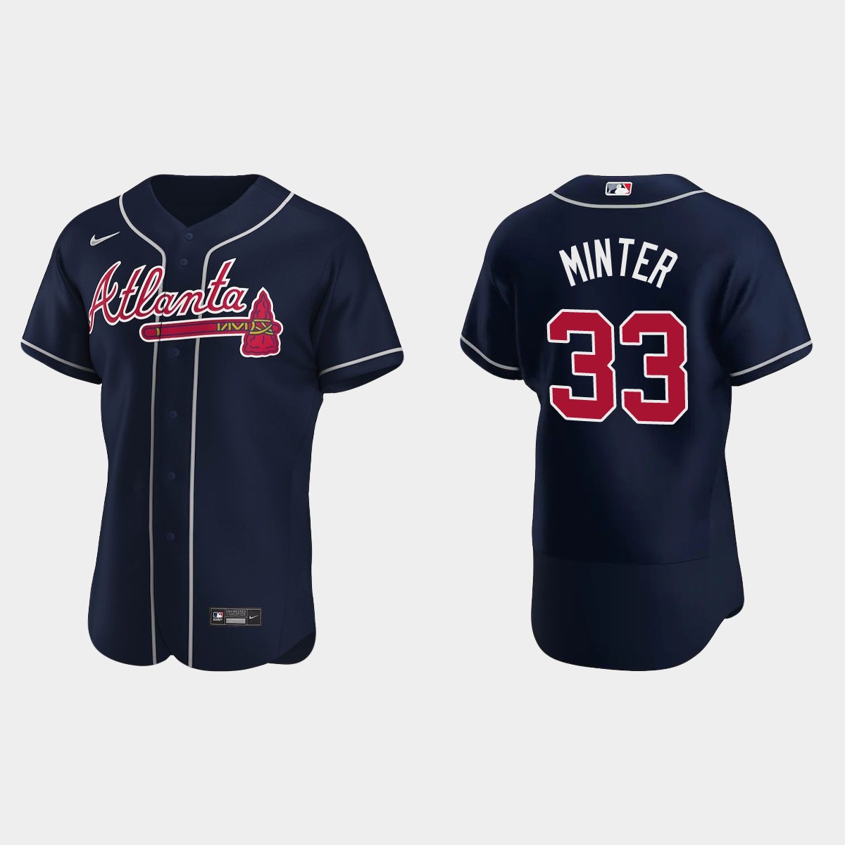A.J. Minter #33 Atlanta Braves Alternate Jersey – Navy