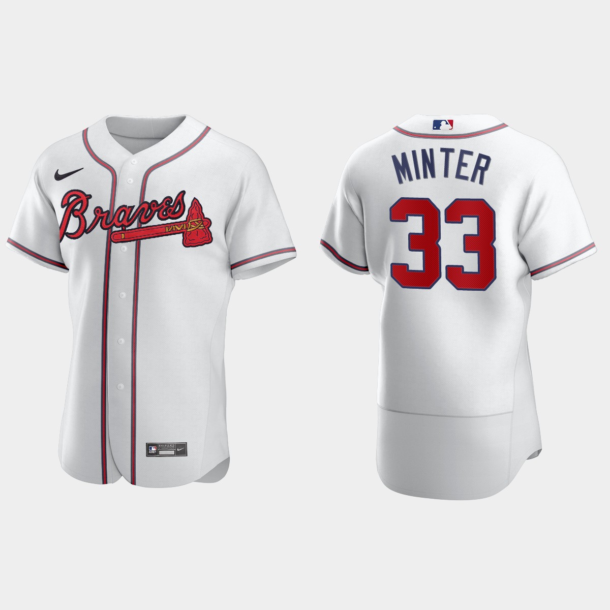A.J. Minter #33 Atlanta Braves Home Jersey – White
