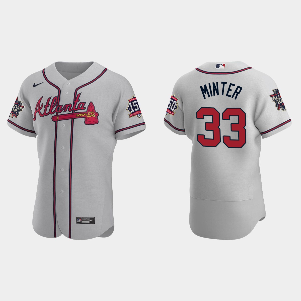 A.J. Minter #33 Atlanta Braves Road 2021 MLB All-Star Jersey – Gray
