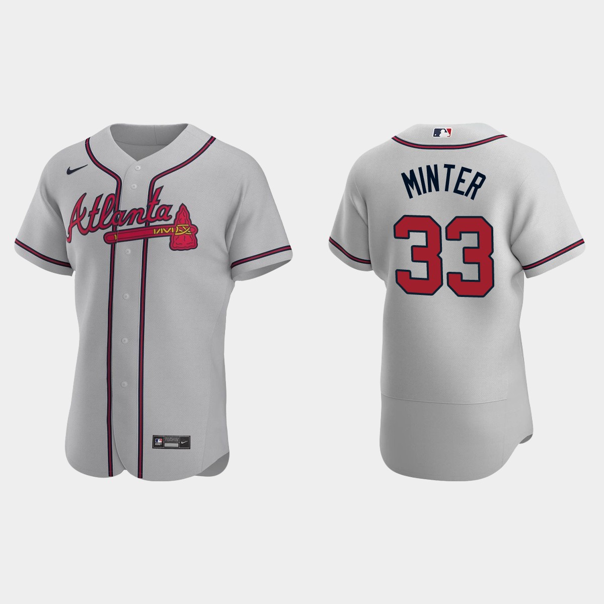 A.J. Minter #33 Atlanta Braves Road Jersey – Gray