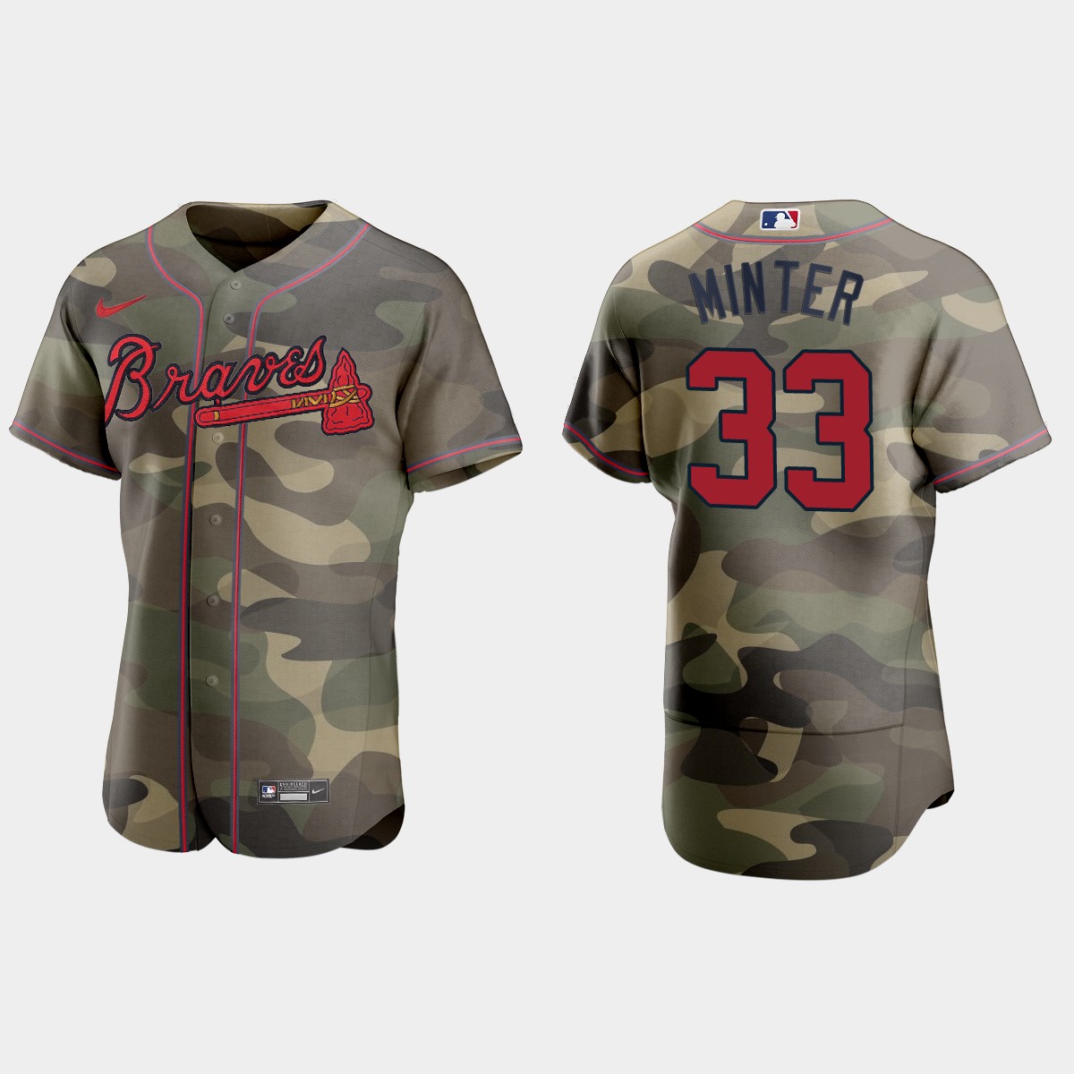A.J. Minter Atlanta Braves 2021 National Armed Forces Day Jersey – Camo