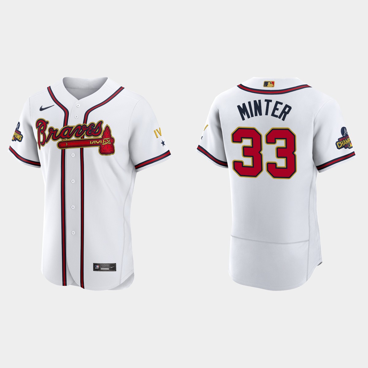 A.J. Minter Atlanta Braves 2022 Gold Program White Jersey