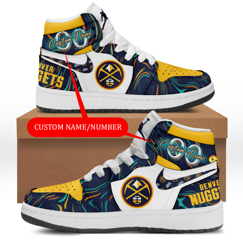 A Denver Nuggets AJ1 Custom Name/Number Shoes