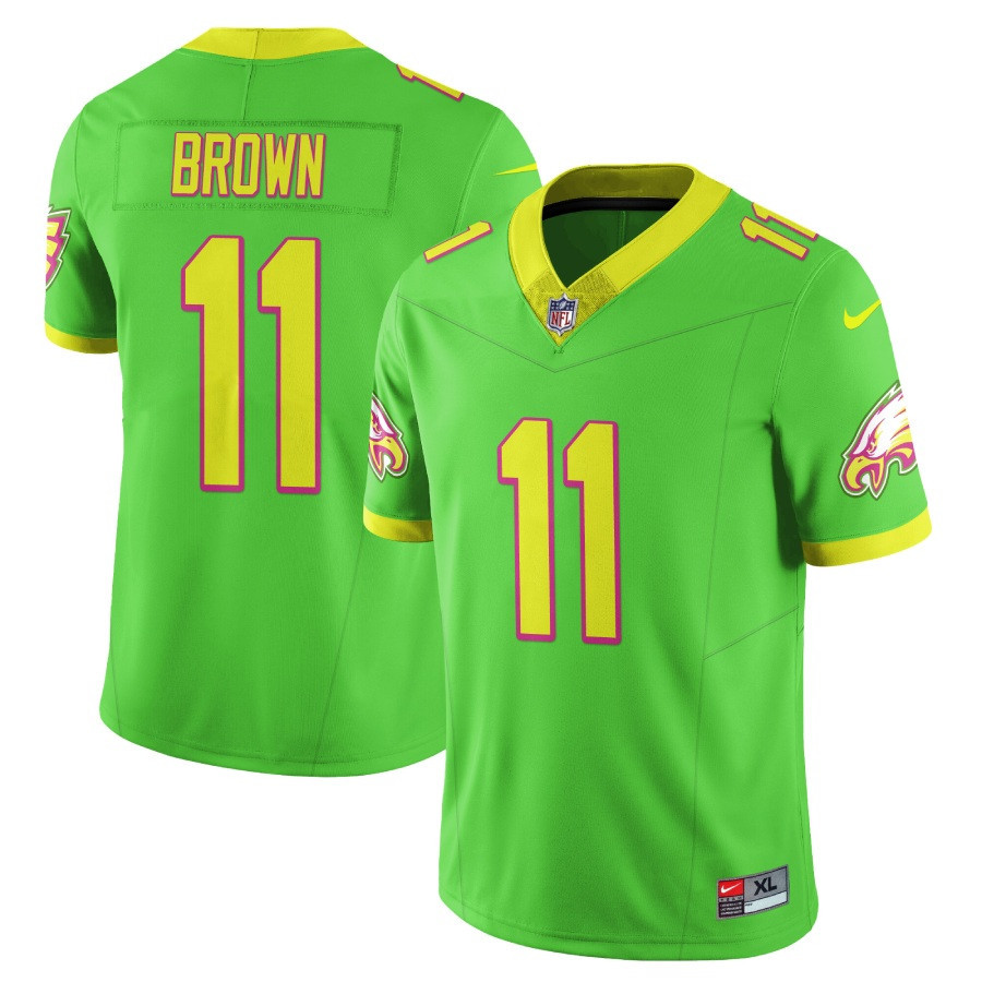 A J Brown Men's Philadelphia Eagles City Edition Vapor Limited V2 Bright Green Jersey - All Stitched
