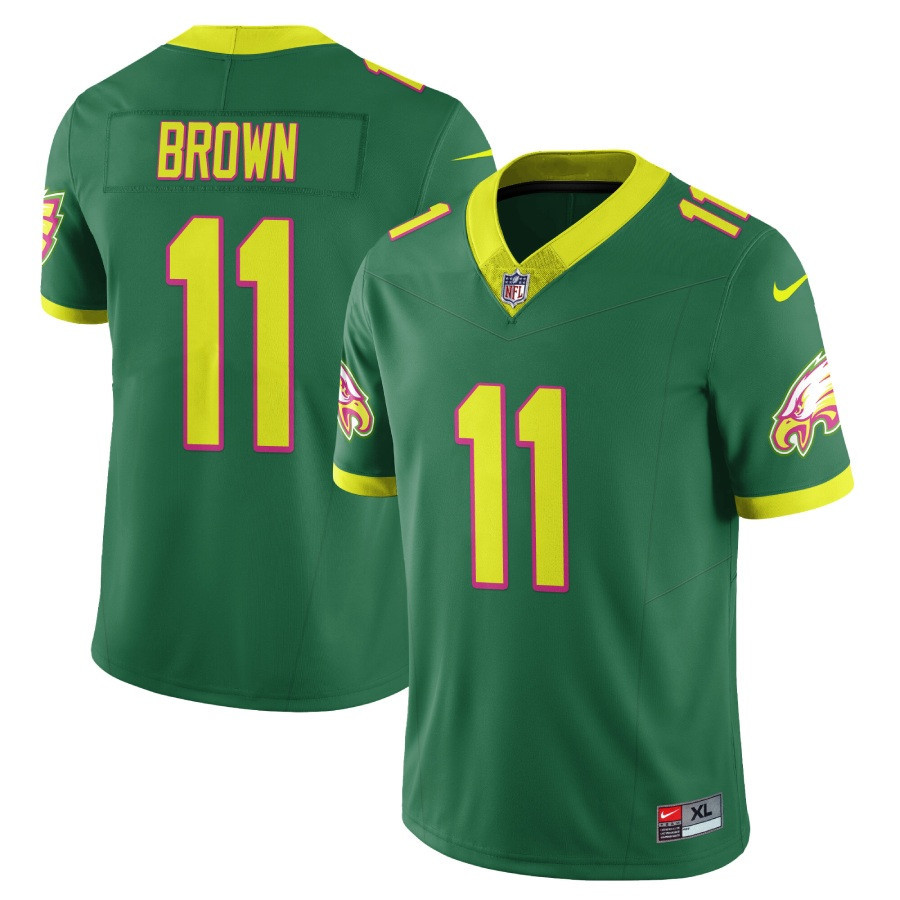 A J Brown Men's Philadelphia Eagles City Edition Vapor Limited V2 Green Jersey - All Stitched