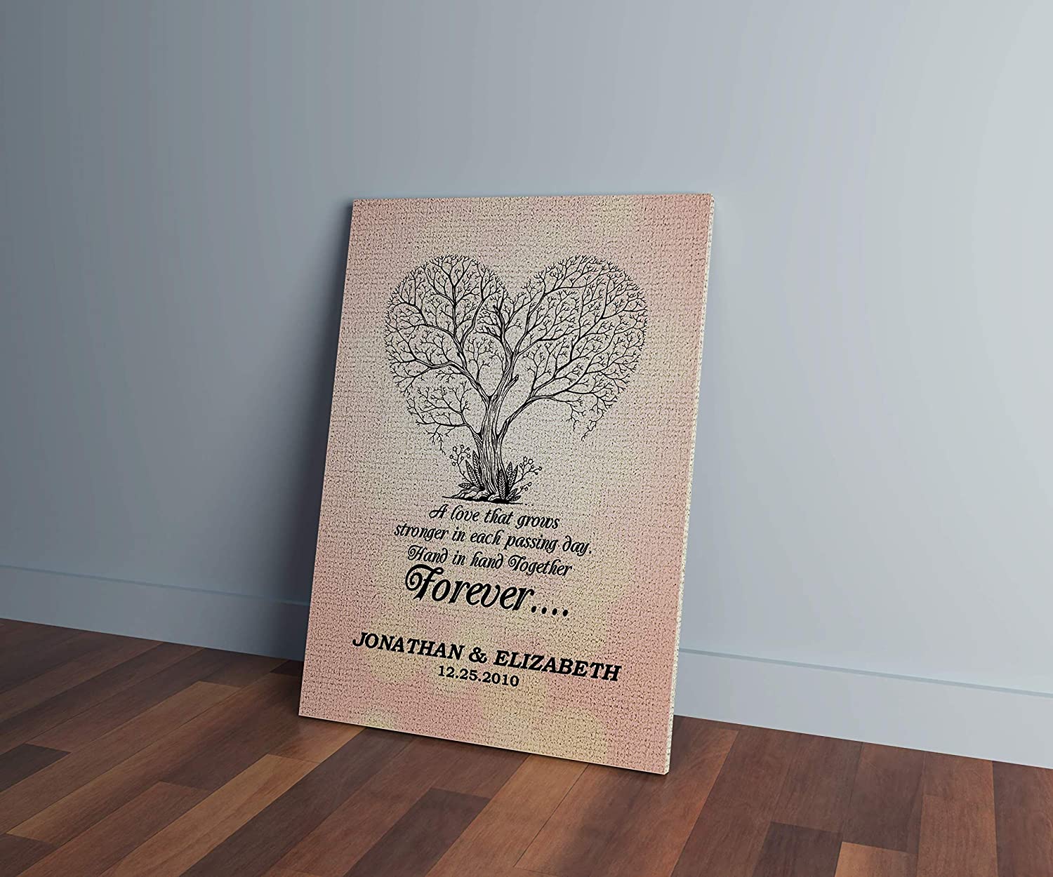 A Love That Grows Stronger in Each Passing Day, Hand in Hand Together Forever, Customized Couple Canvas, Home Decor Gift for Wife In Mother’s Day