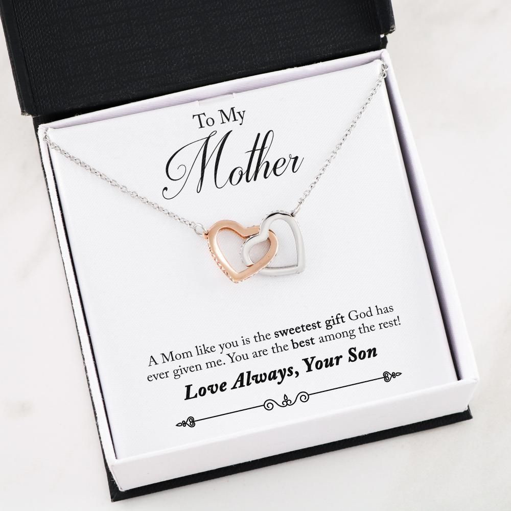 A Mom Like You Is The Sweetest Gift Interlocking Hearts Necklace Gift For Mother