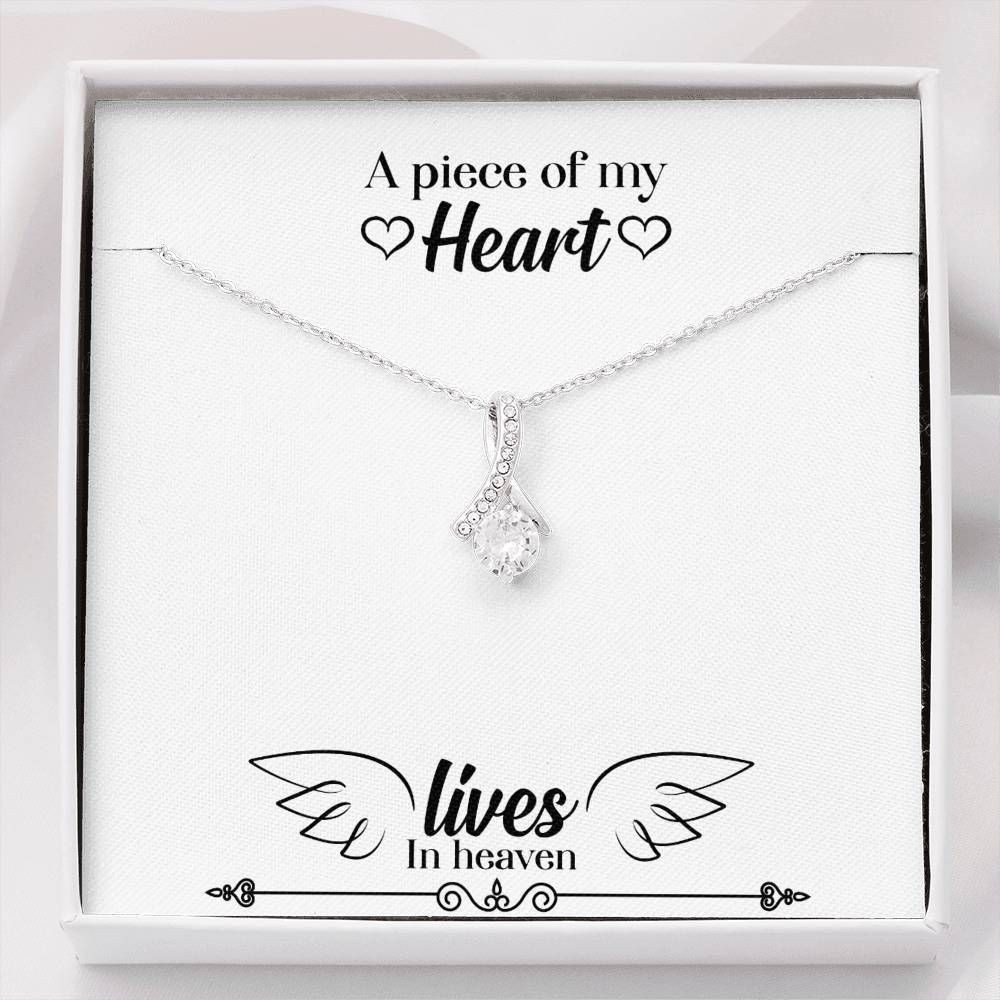 A Piece Of My Heart Lives In Heaven Silver Alluring Beauty Necklace Perfect Gift For Mom